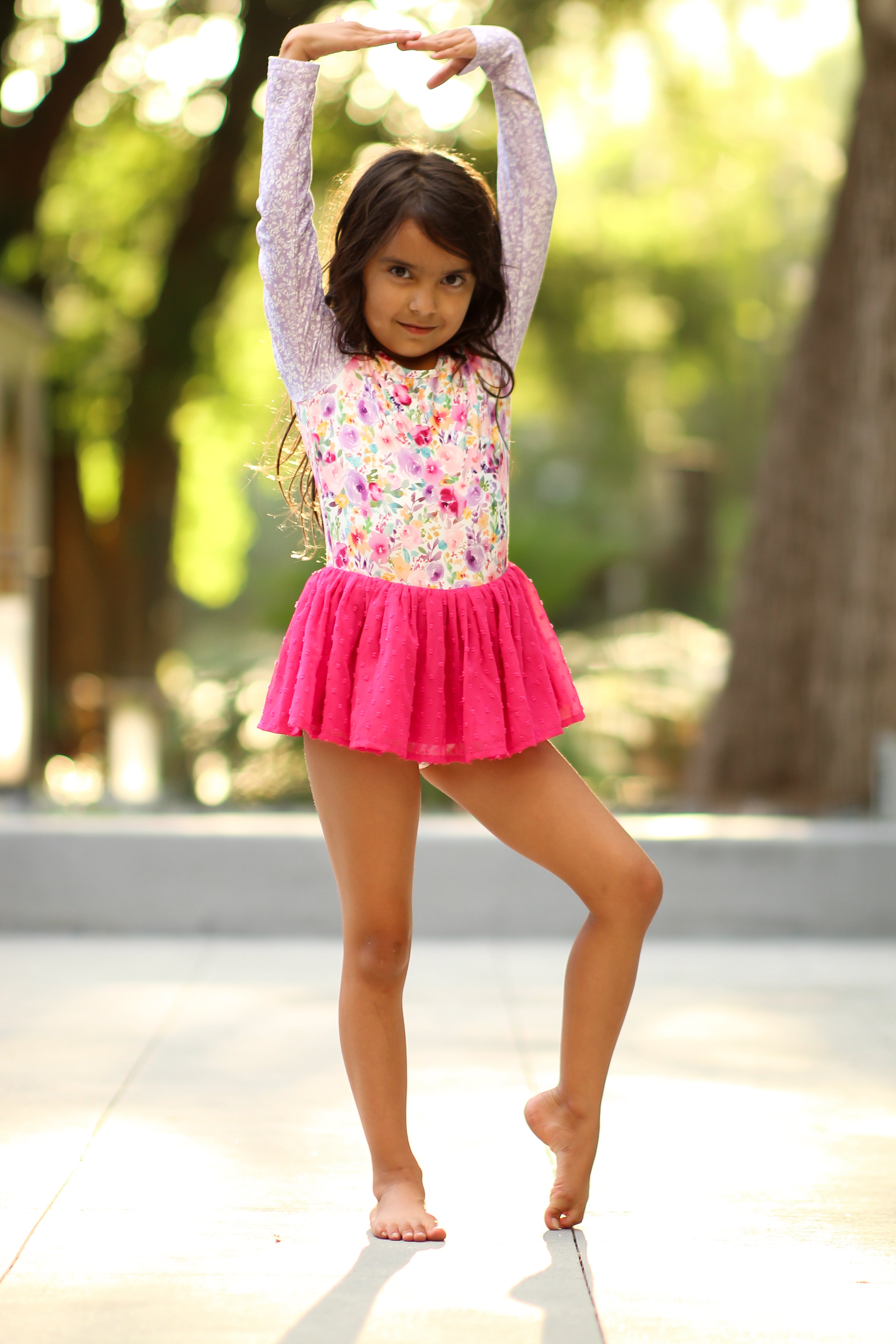 Farrah Clipdot Leotard - Bloom Burst (Long Sleeve)