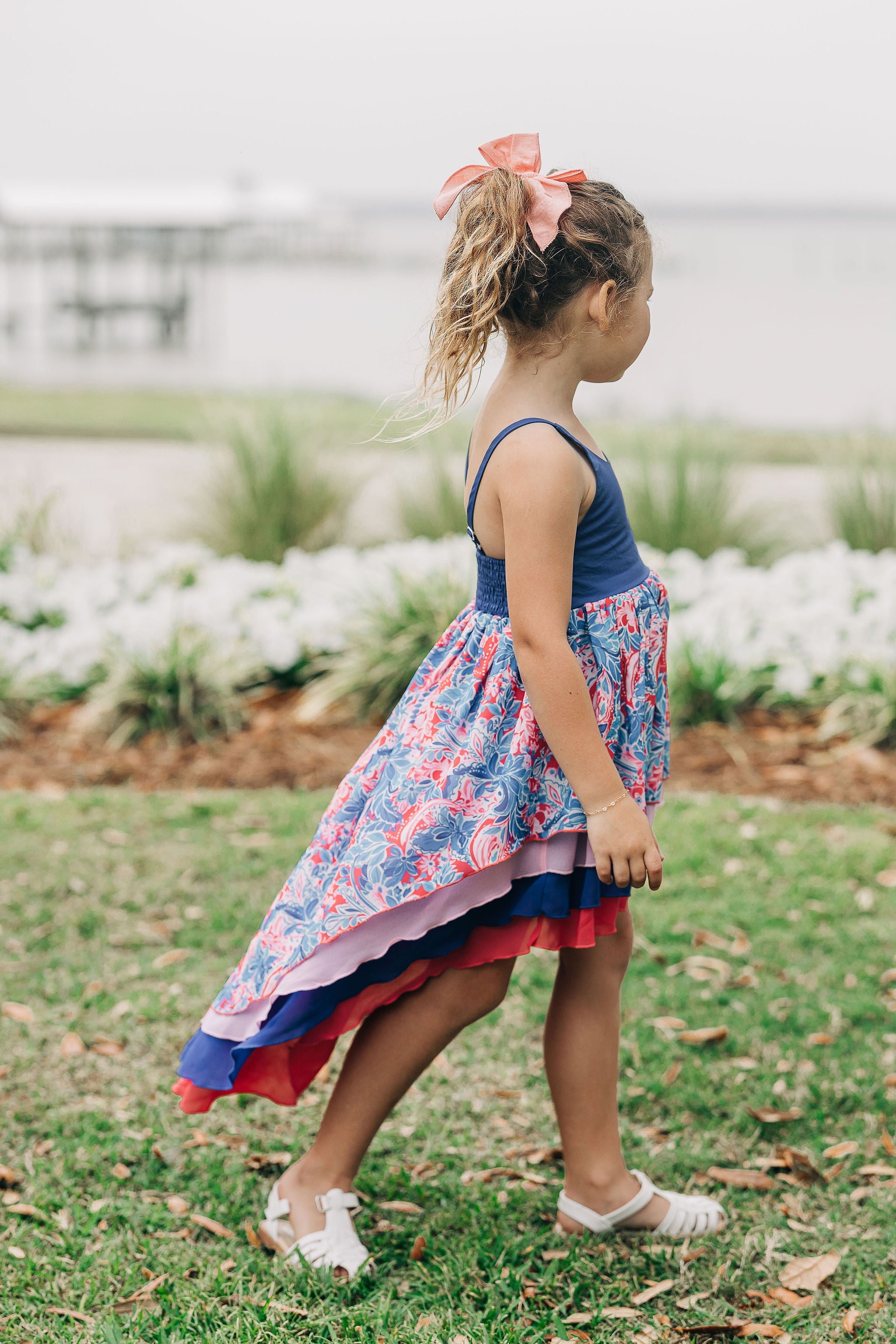 Zoe High-Low Dress - Patriotic Paisley