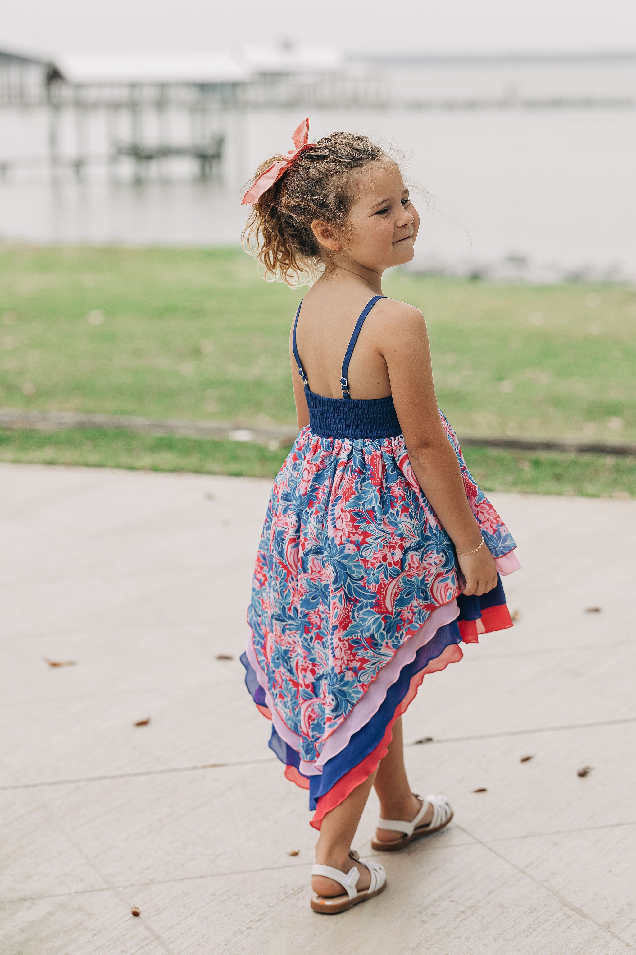 Zoe High-Low Dress - Patriotic Paisley