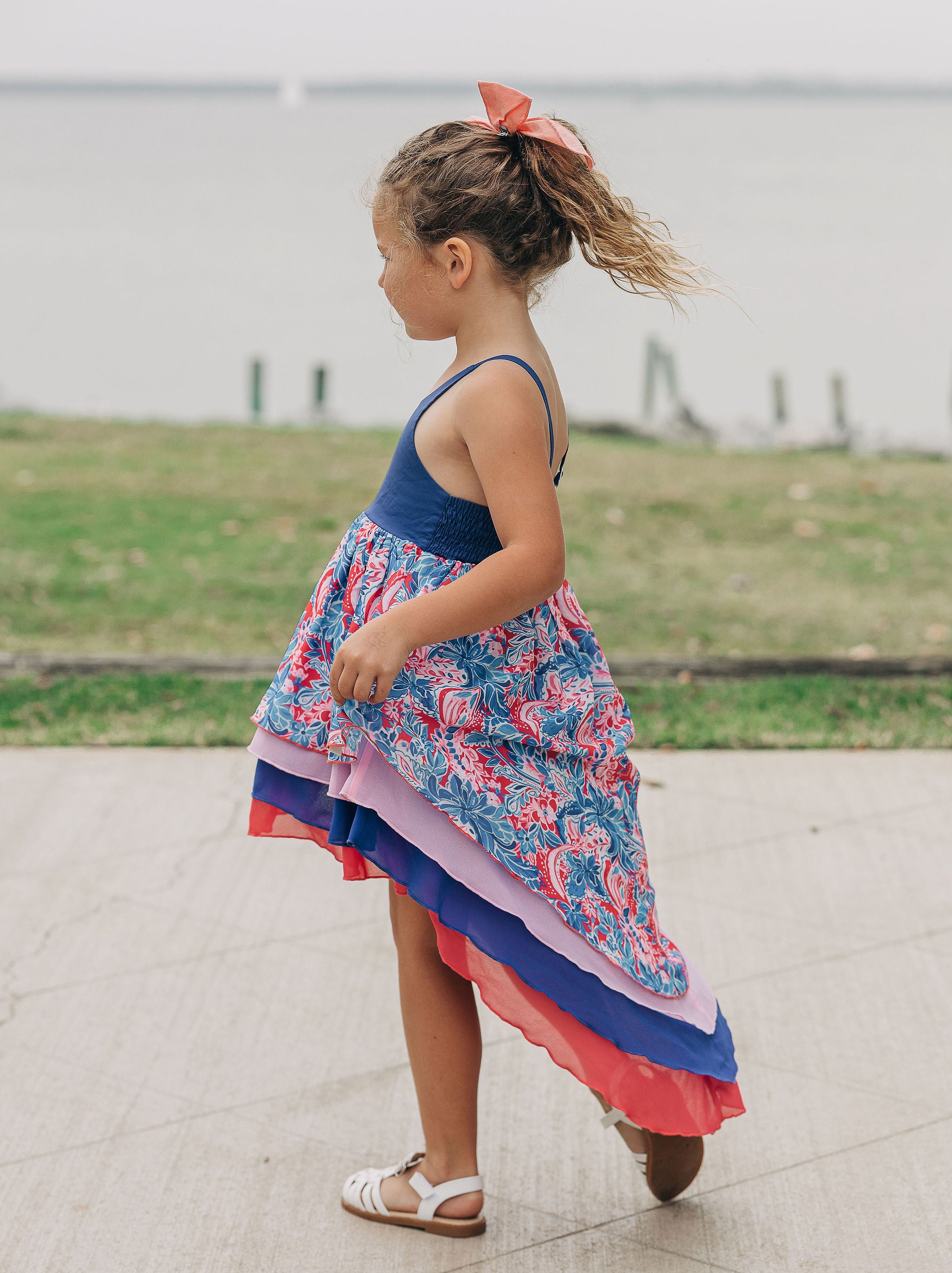 Zoe High-Low Dress - Patriotic Paisley