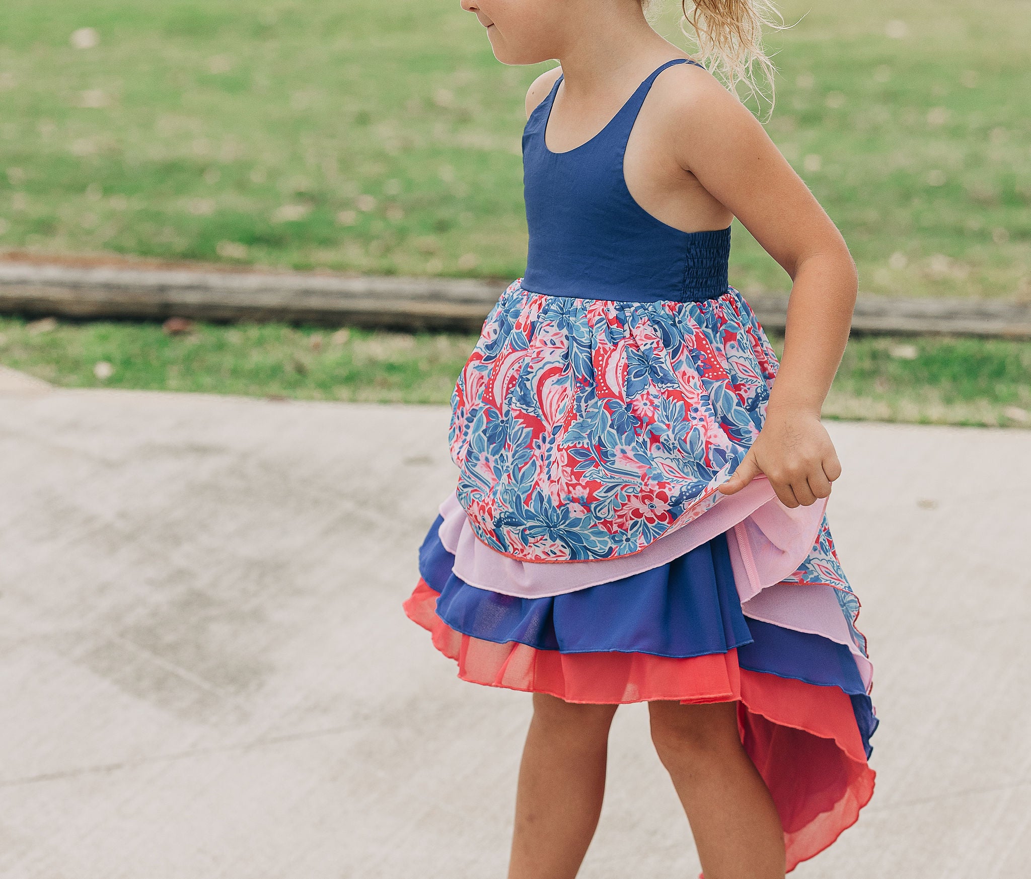 Zoe High-Low Dress - Patriotic Paisley