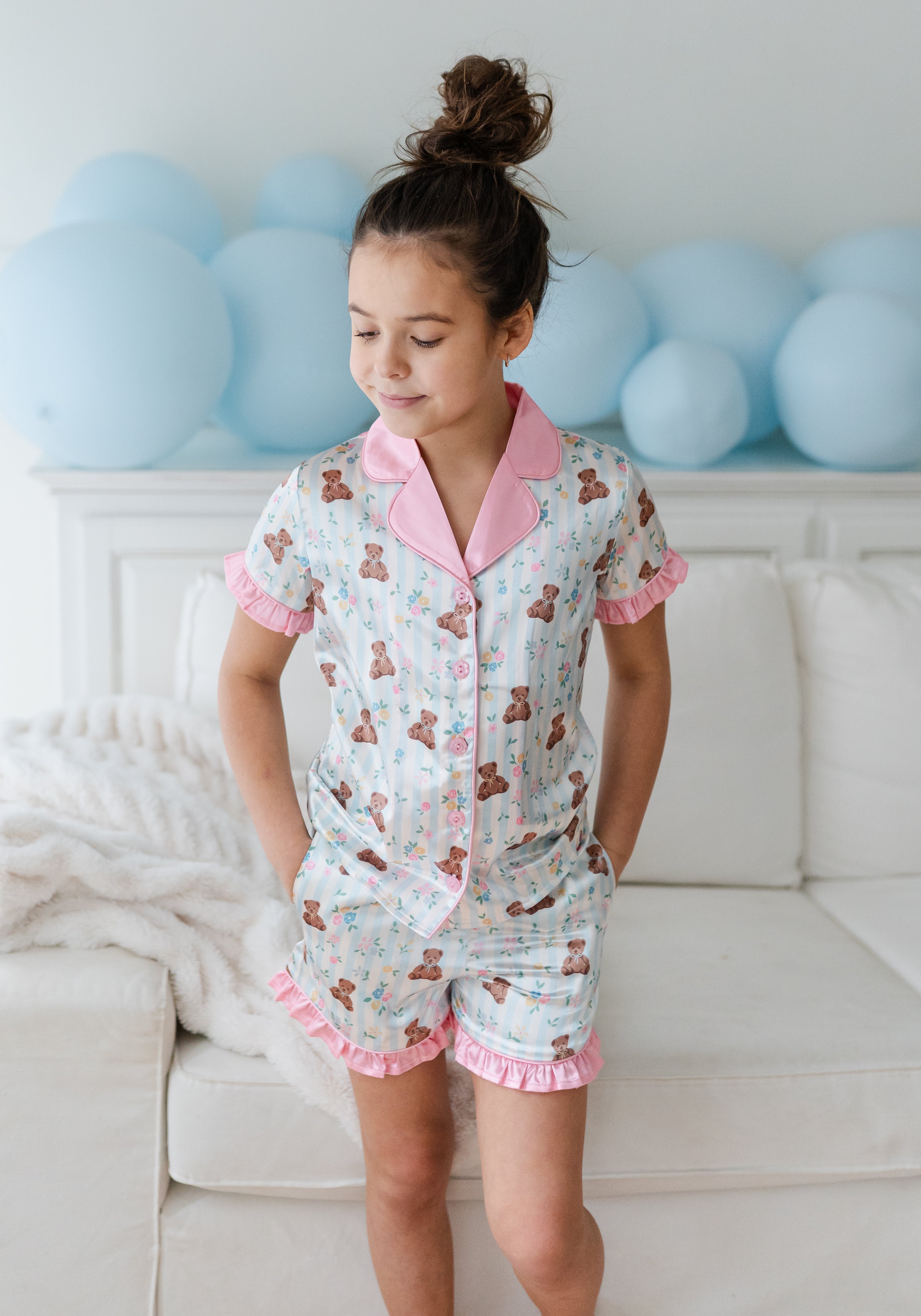 Satin Loungewear Set - Teddy Blossom