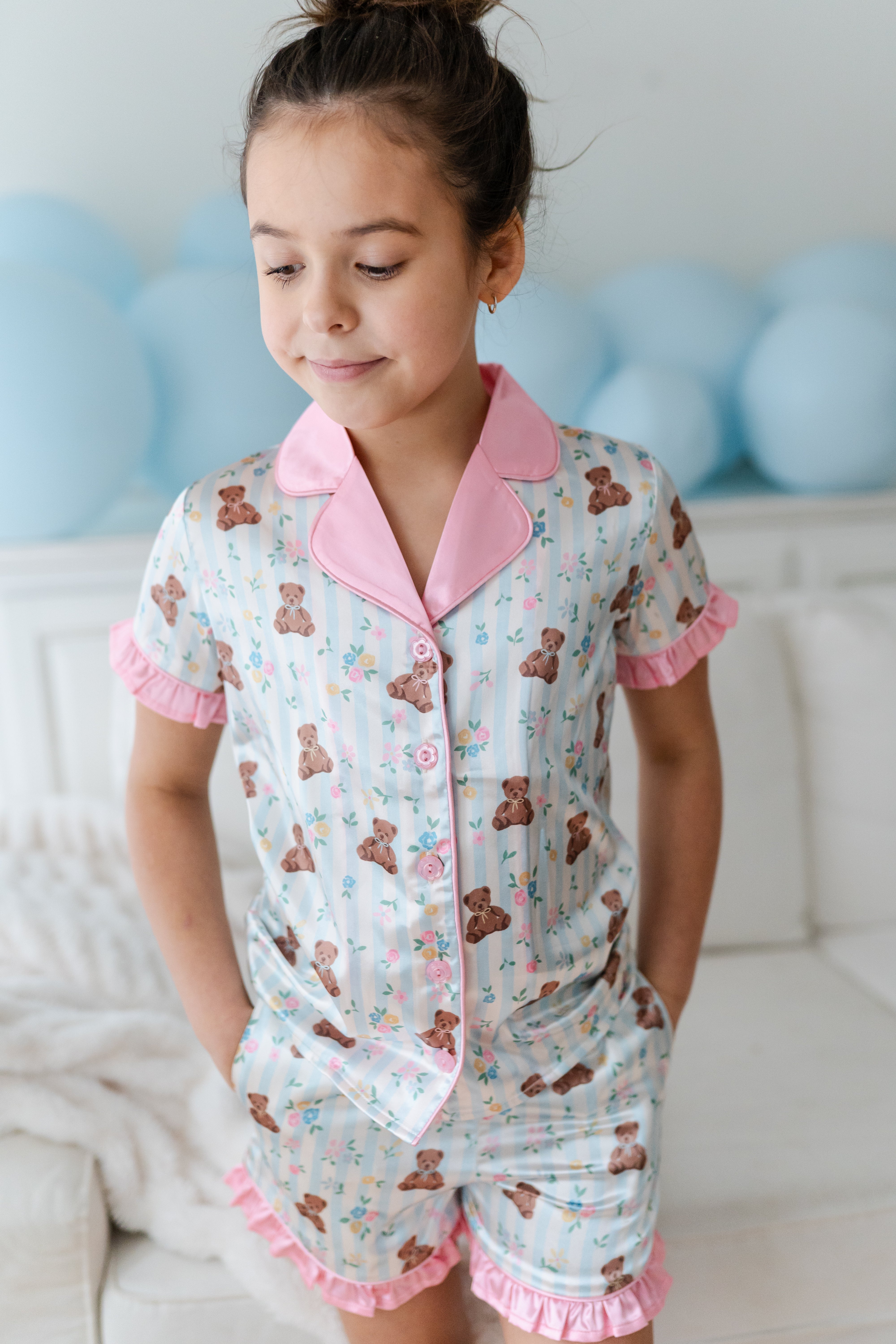 Satin Loungewear Set - Teddy Blossom