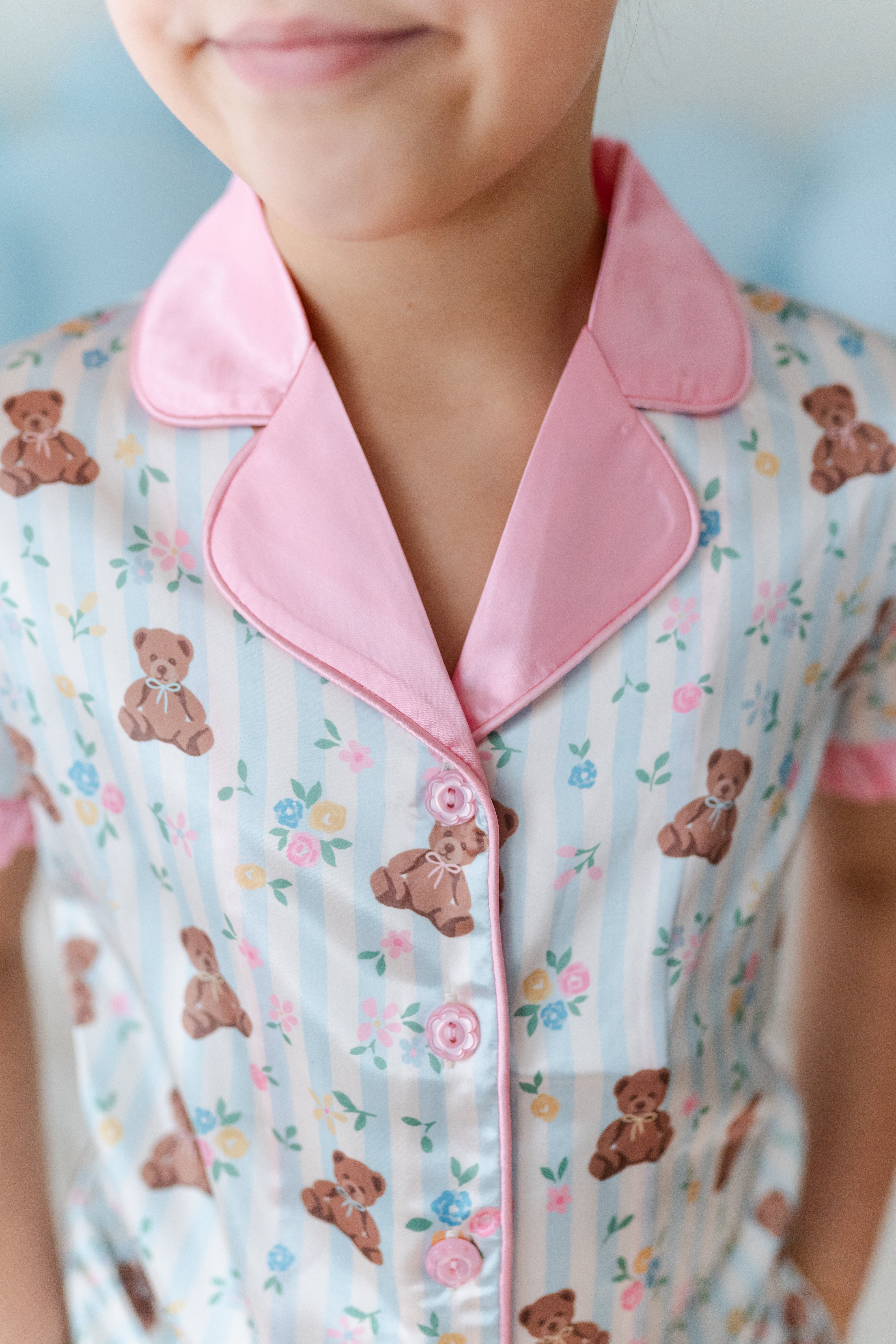 Satin Loungewear Set - Teddy Blossom