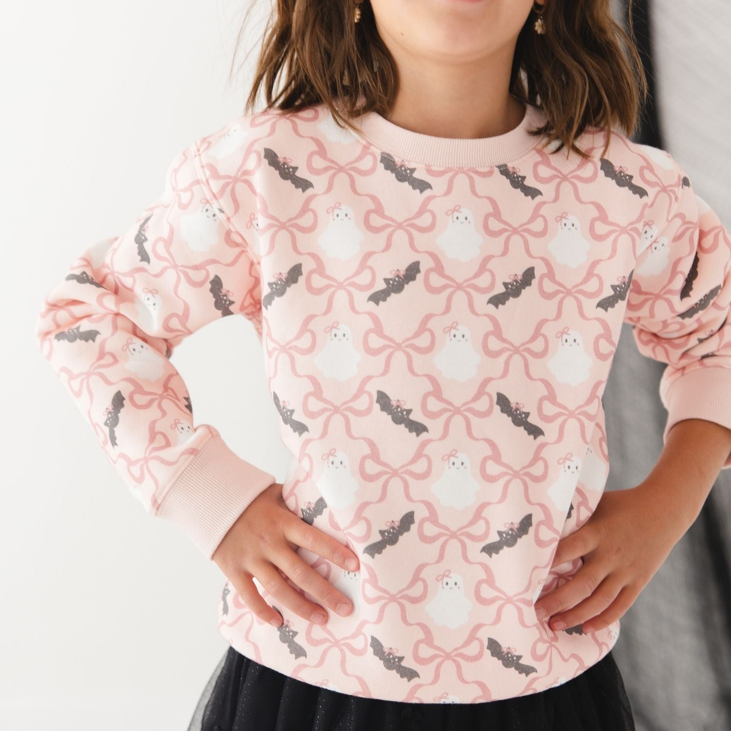 Sweet Wink Sweatshirt - Bat And Ghost Trellis