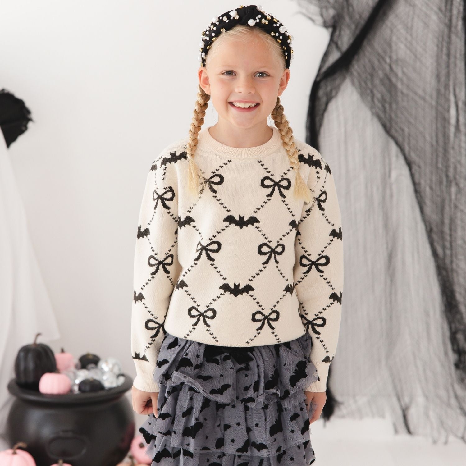 Sweet Wink Sweater - Bat Trellis Halloween