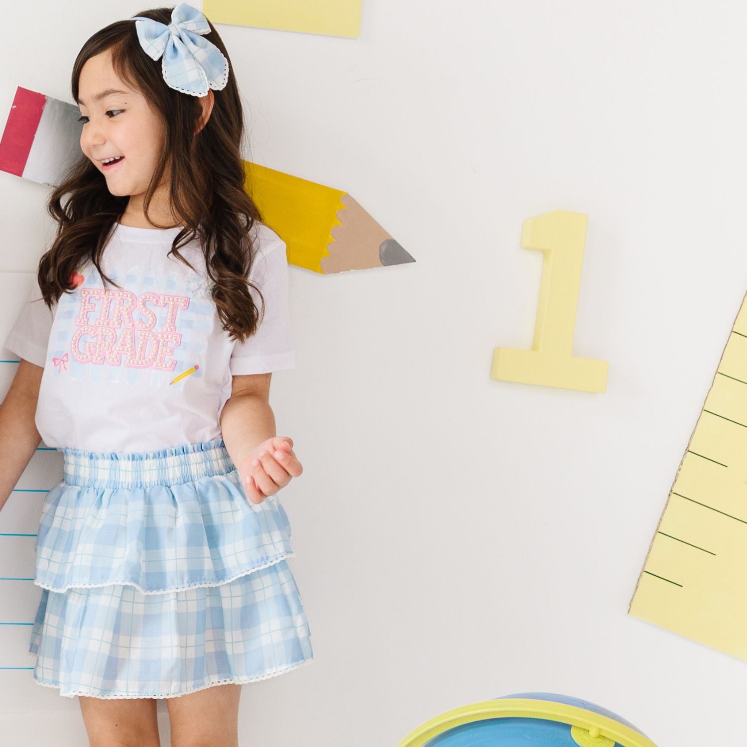 Sweet Wink Headband - Blue Plaid Bow