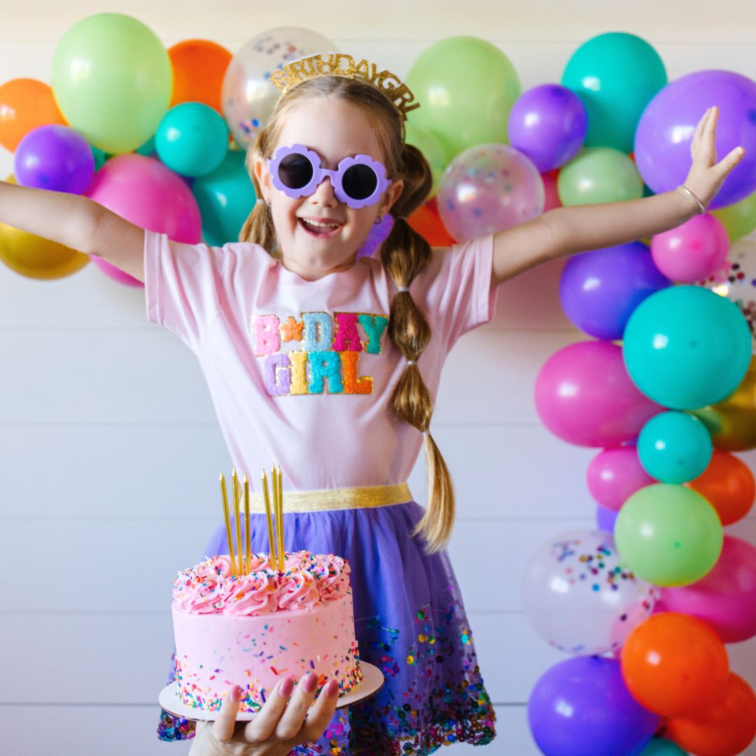Sweet Wink Birthday Girl Patch T-Shirt - Pink