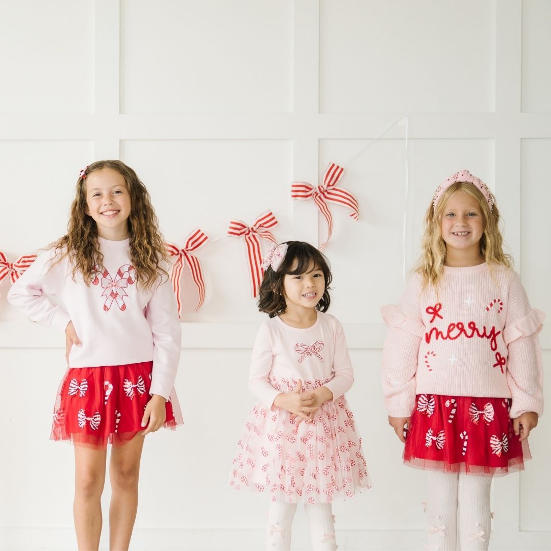 Sweet Wink Sweatshirt - Candy Cane Patch Christmas