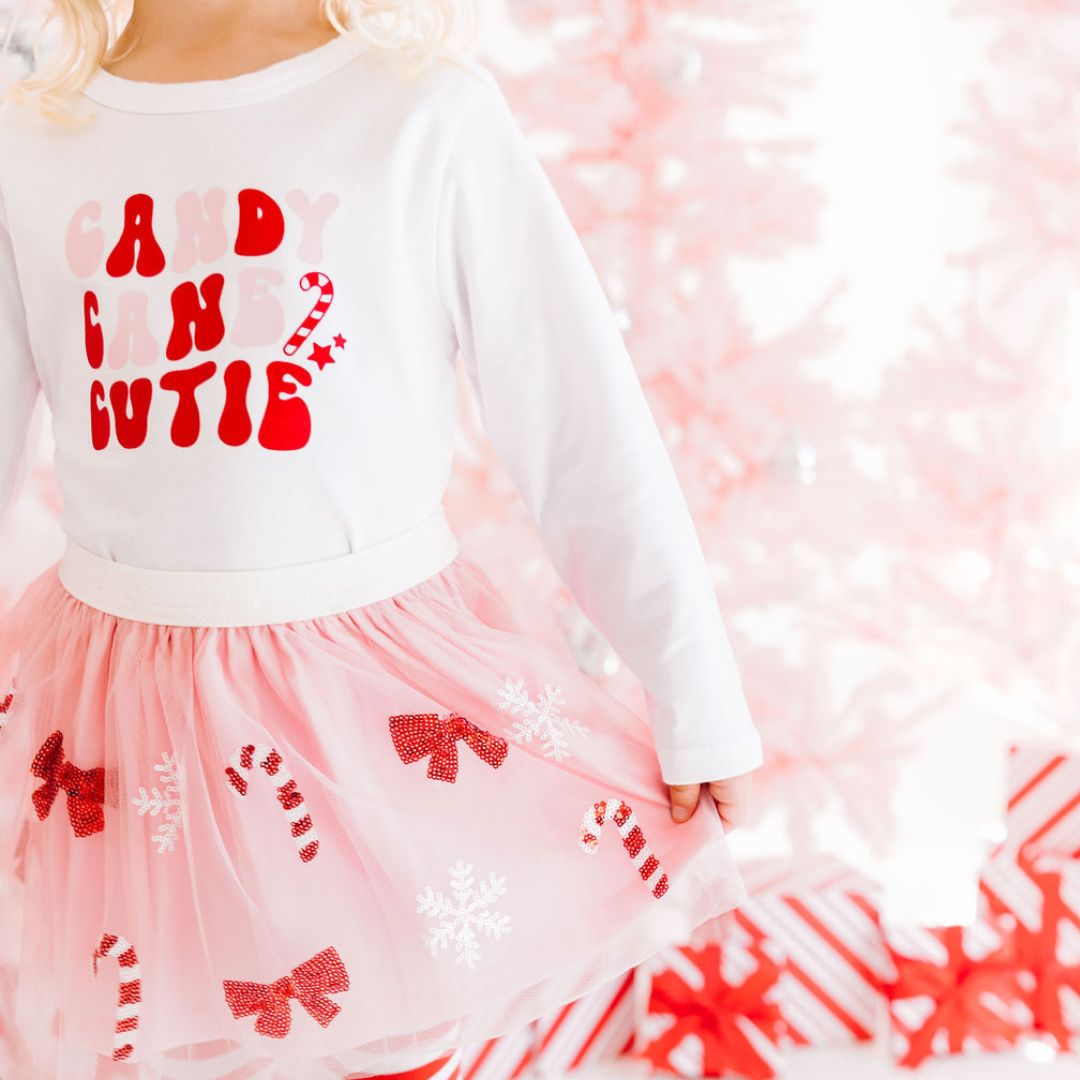 Sweet Wink Long Sleeve Shirt - Candy Cane Cutie