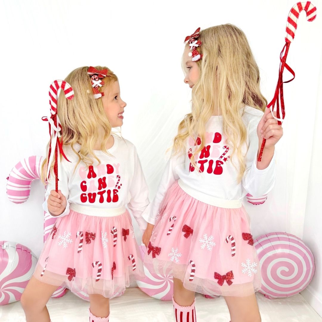 Sweet Wink Long Sleeve Shirt - Candy Cane Cutie