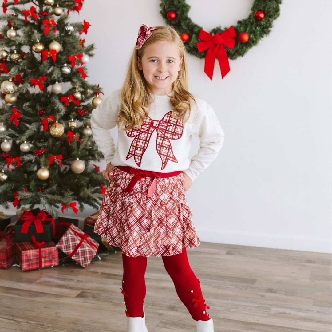 Sweet Wink Headband - Christmas Plaid Layered Bow