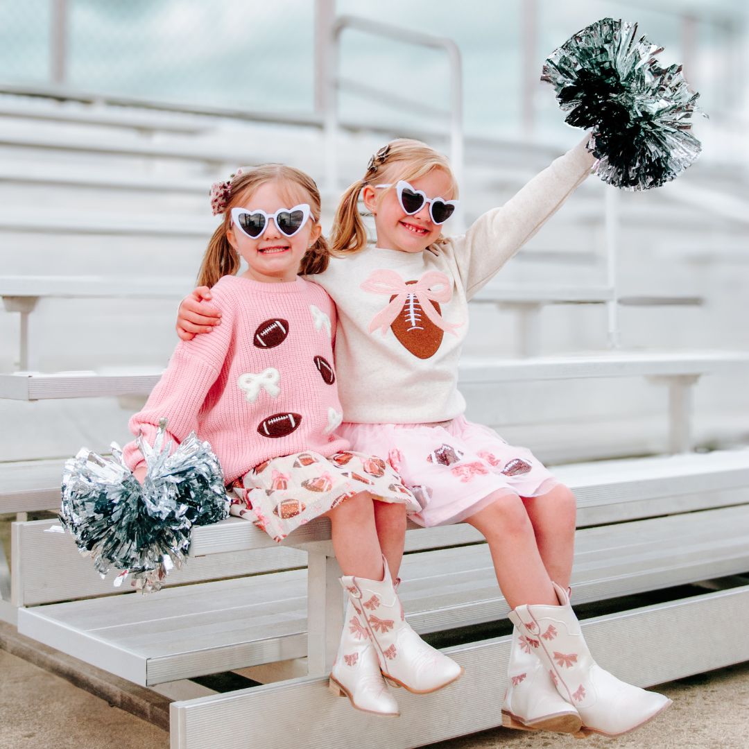 Sweet Wink Sweater - Football Bows Knit