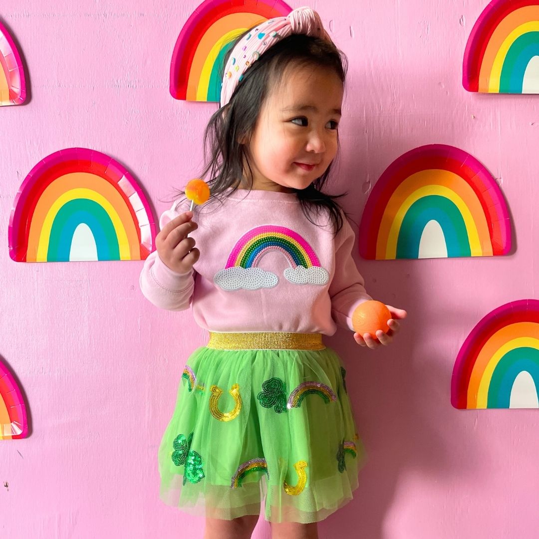 Sweet Wink Sweater - Rainbow Sequin Patch