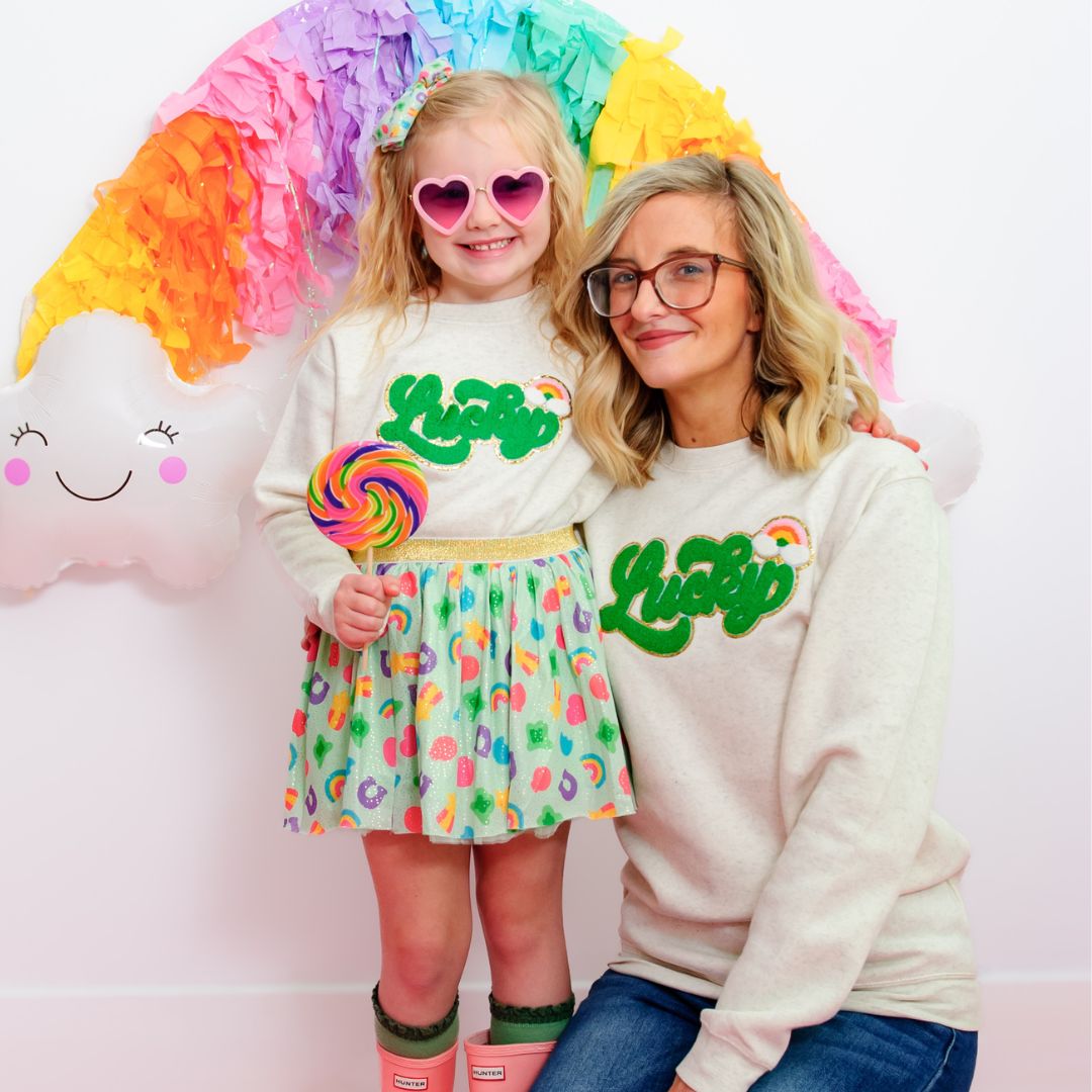Lucky Script Patch St. Patick's Day Sweatshirt - Kids - Natural