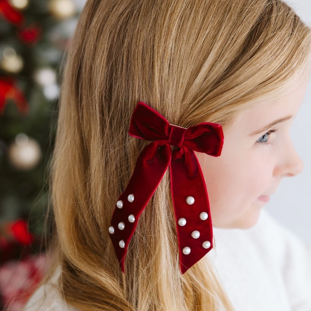 Sweet Wink Hair Clip - Ruby Red Velvet Coquette Bow