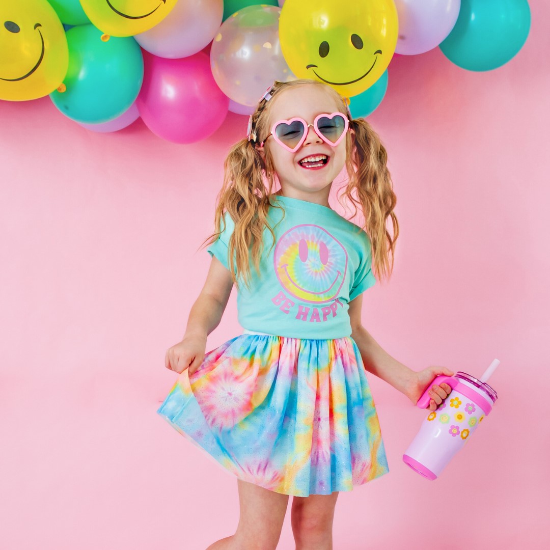 Sweet Wink Be Happy Short Sleeve Shirt - Aqua