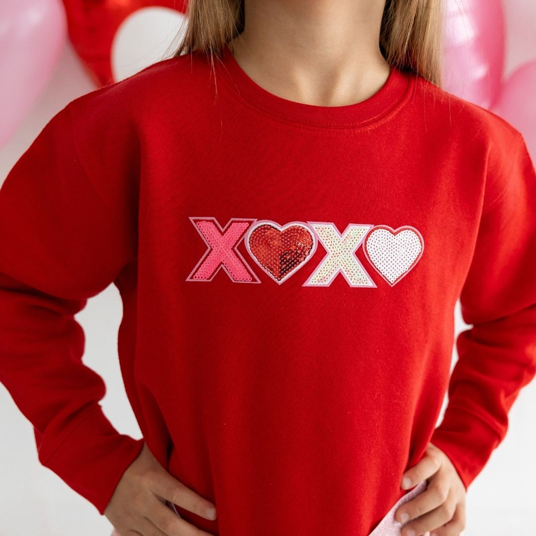 Sweet Wink Sweater - XOXO Sequin Patch Sweatshirt