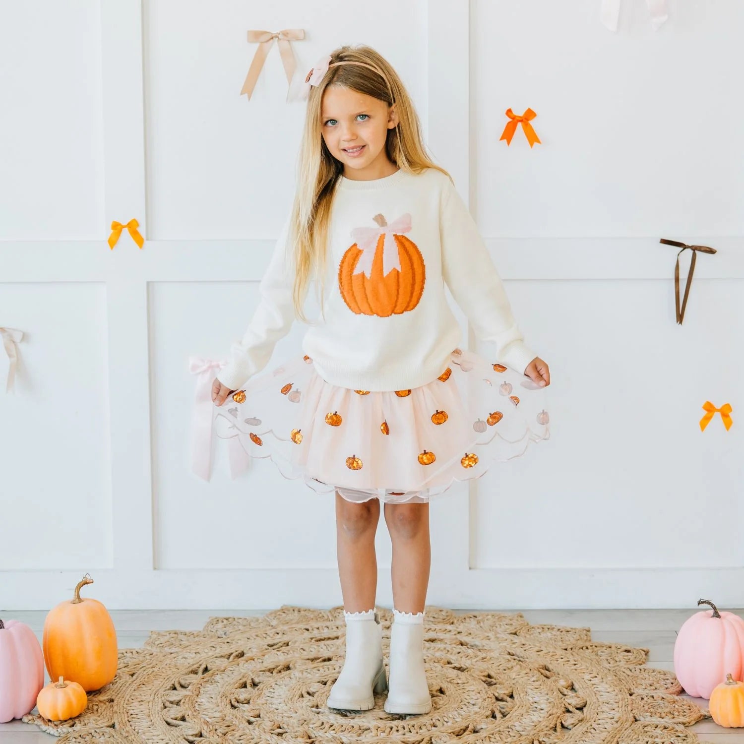 Sweet Wink Pumpkin Sequin Scallop Tutu