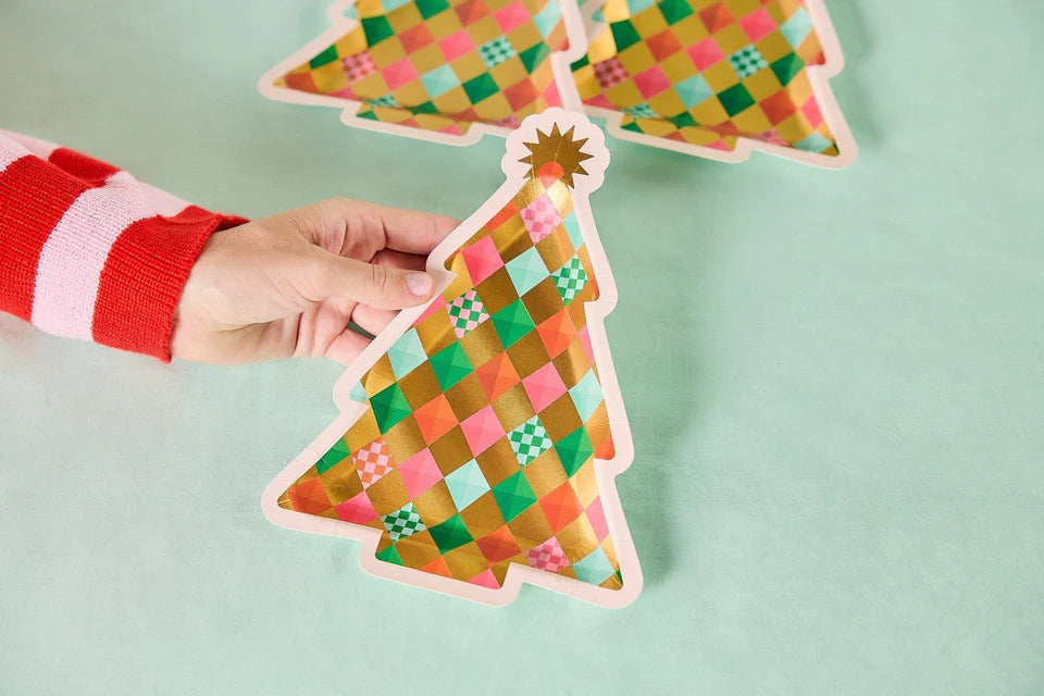 Packed Party - Gold Christmas Tree Dessert Plates - 10 PK