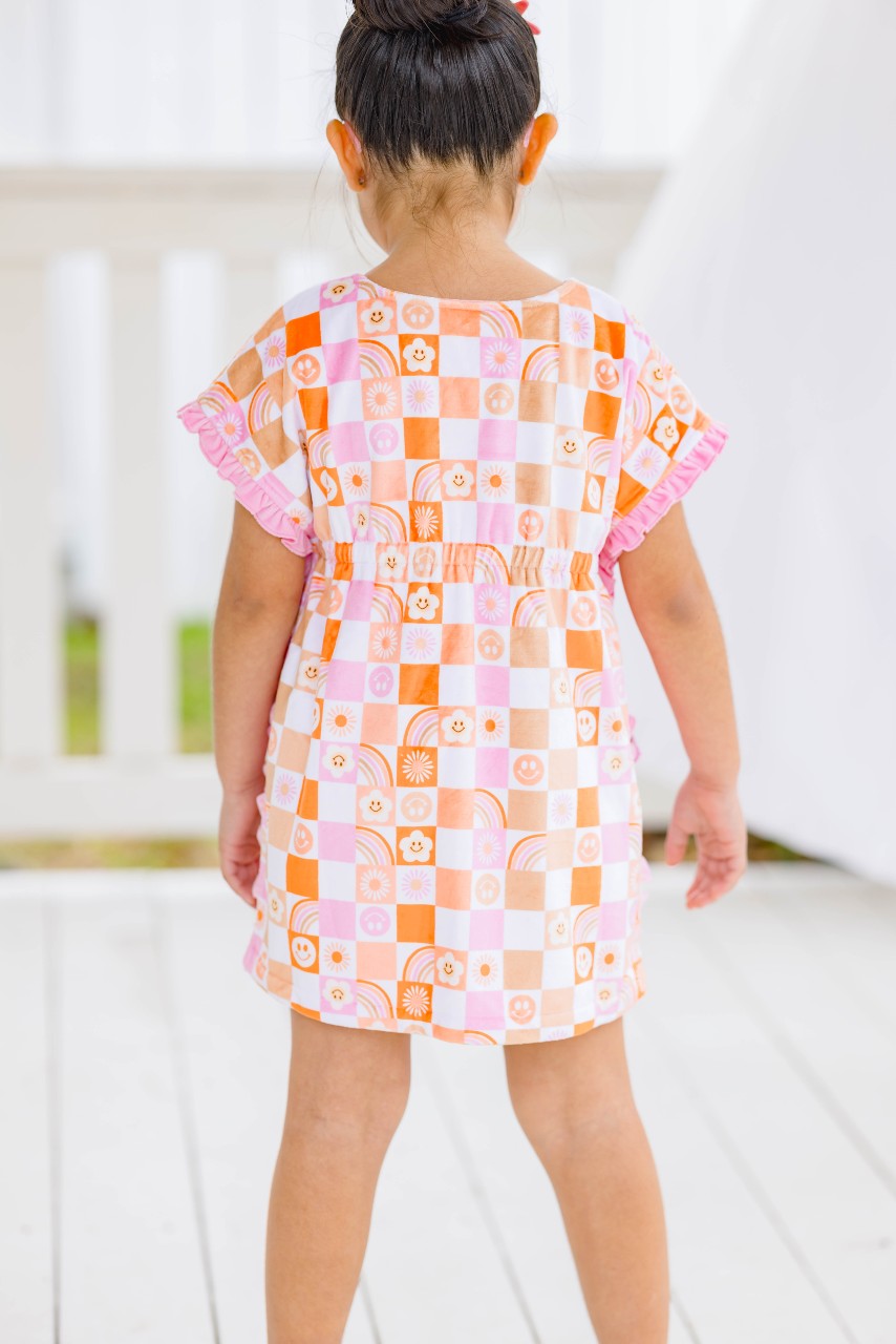 Ruffle Swim Cover - Retro Checker