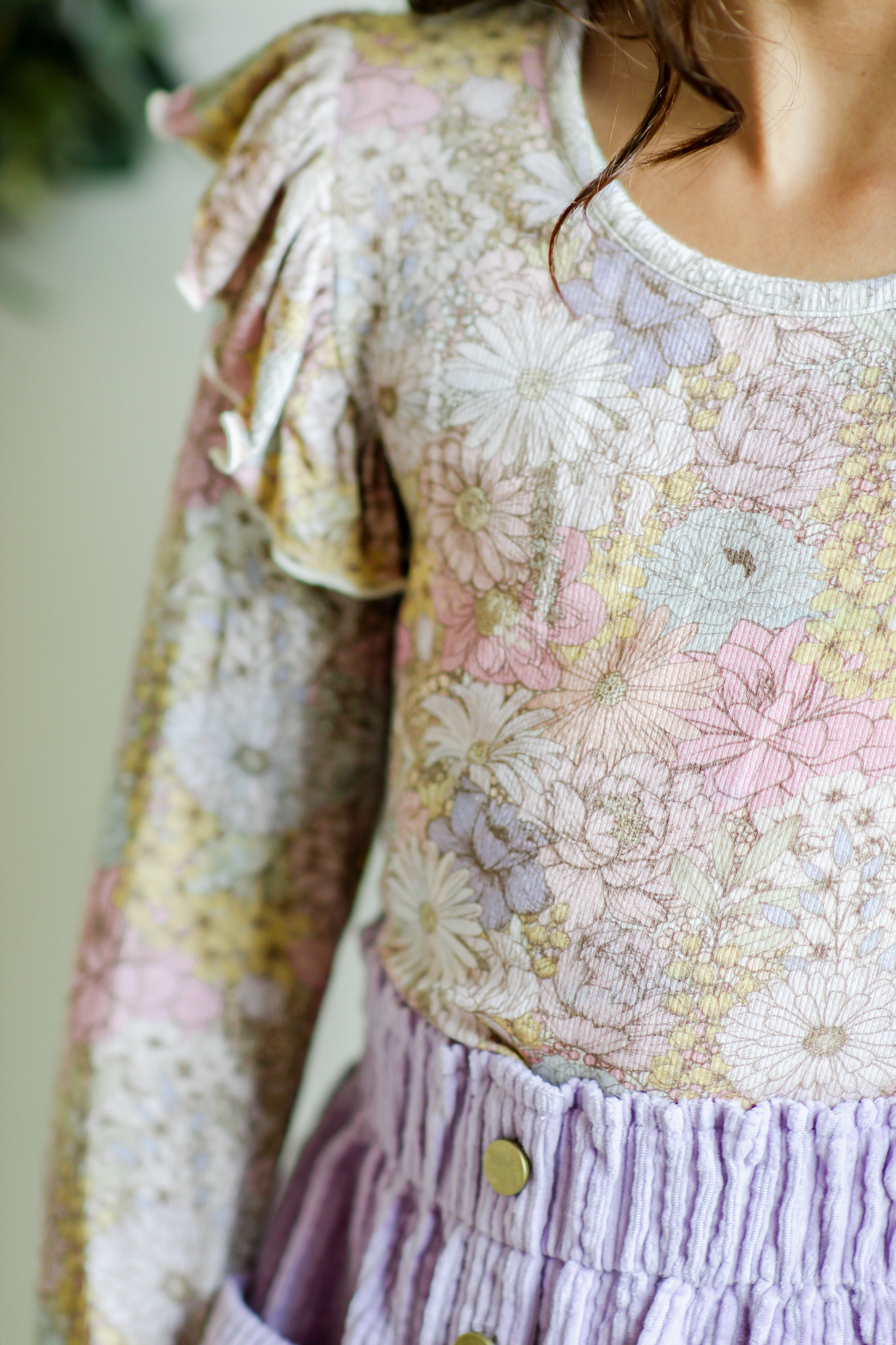 Ribbed Ruffle Top - Dusky Dahlia