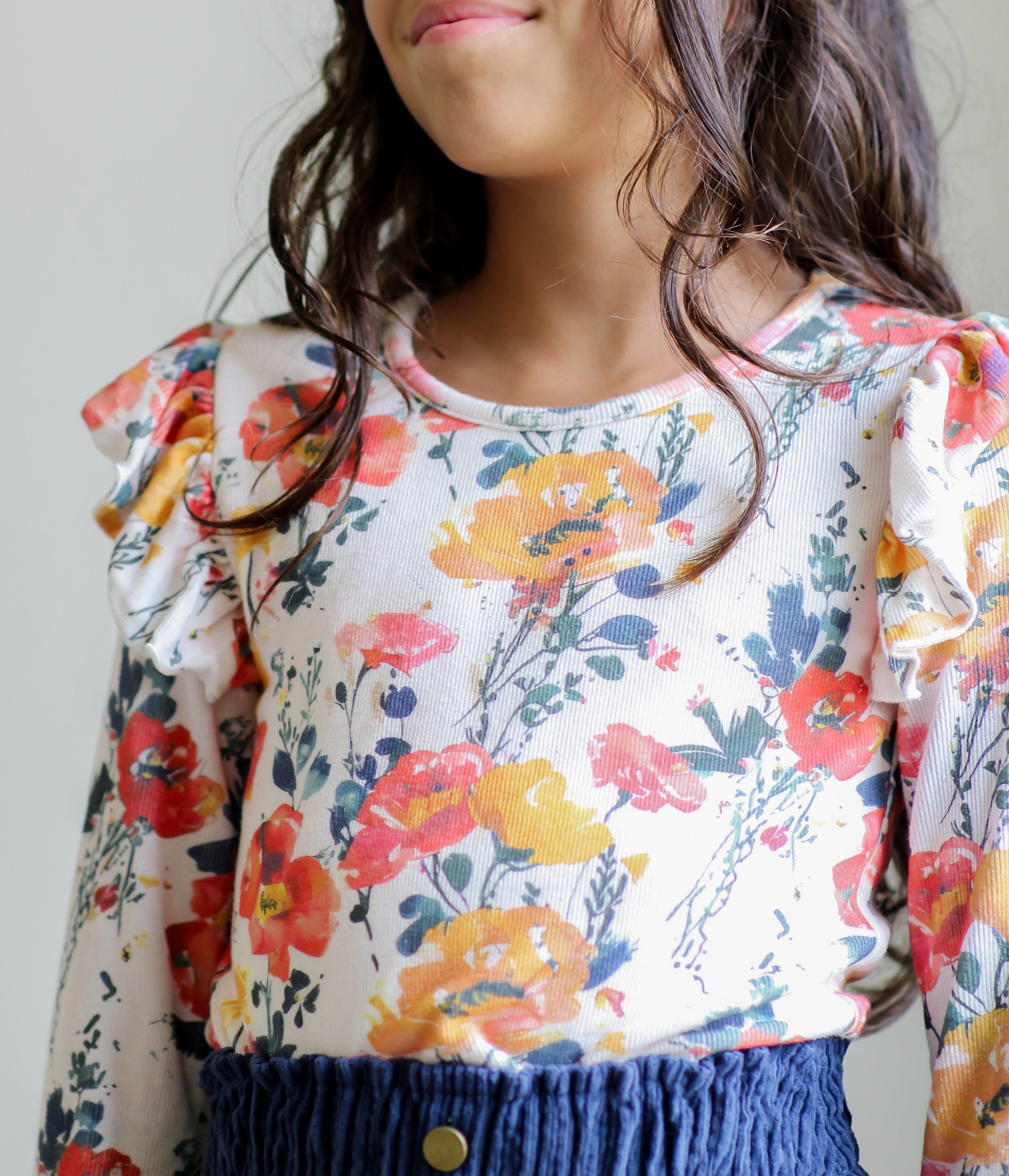 Ribbed Ruffle Top - Ink & Aura