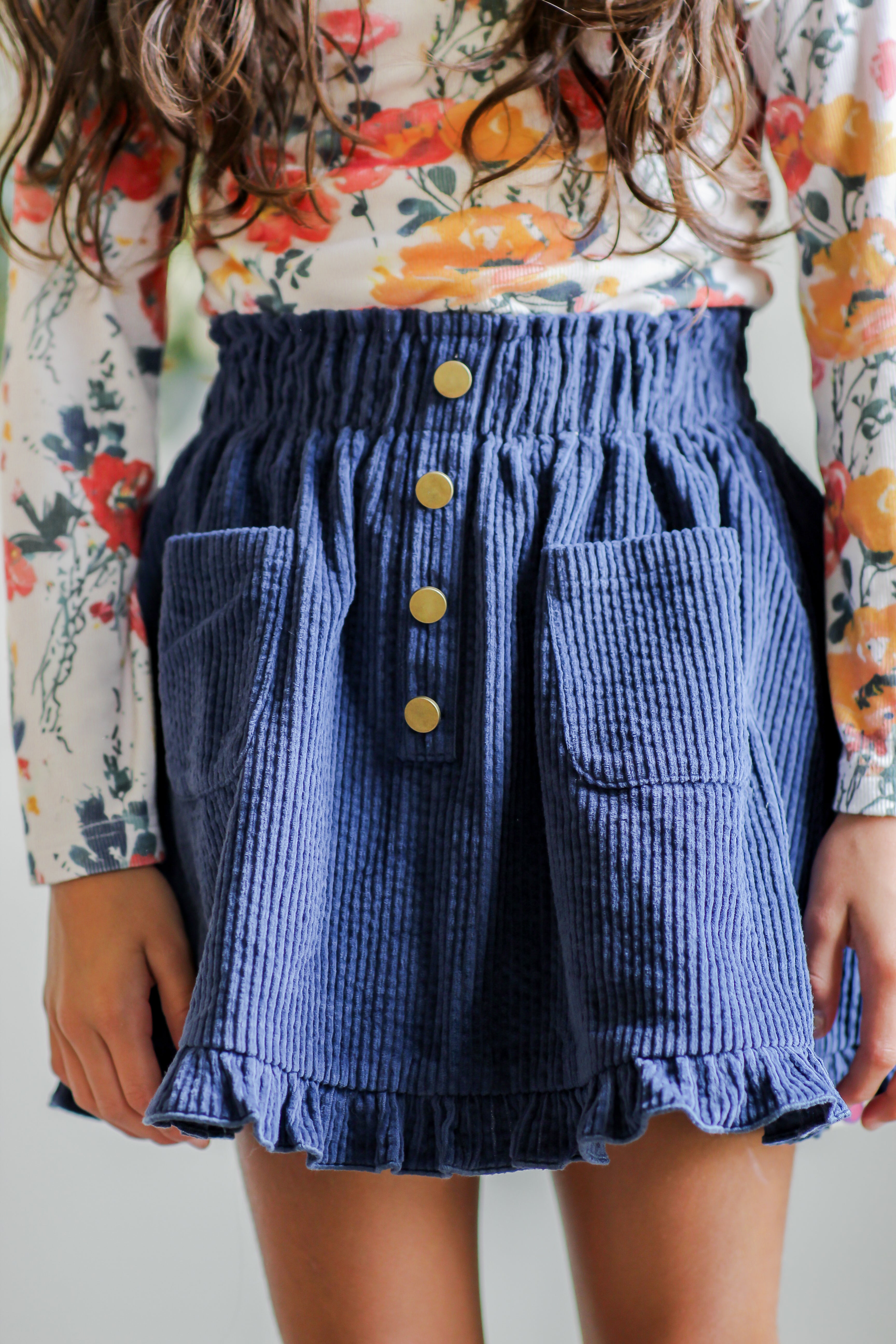 Vienna Corduroy Skirt - Ink & Aura