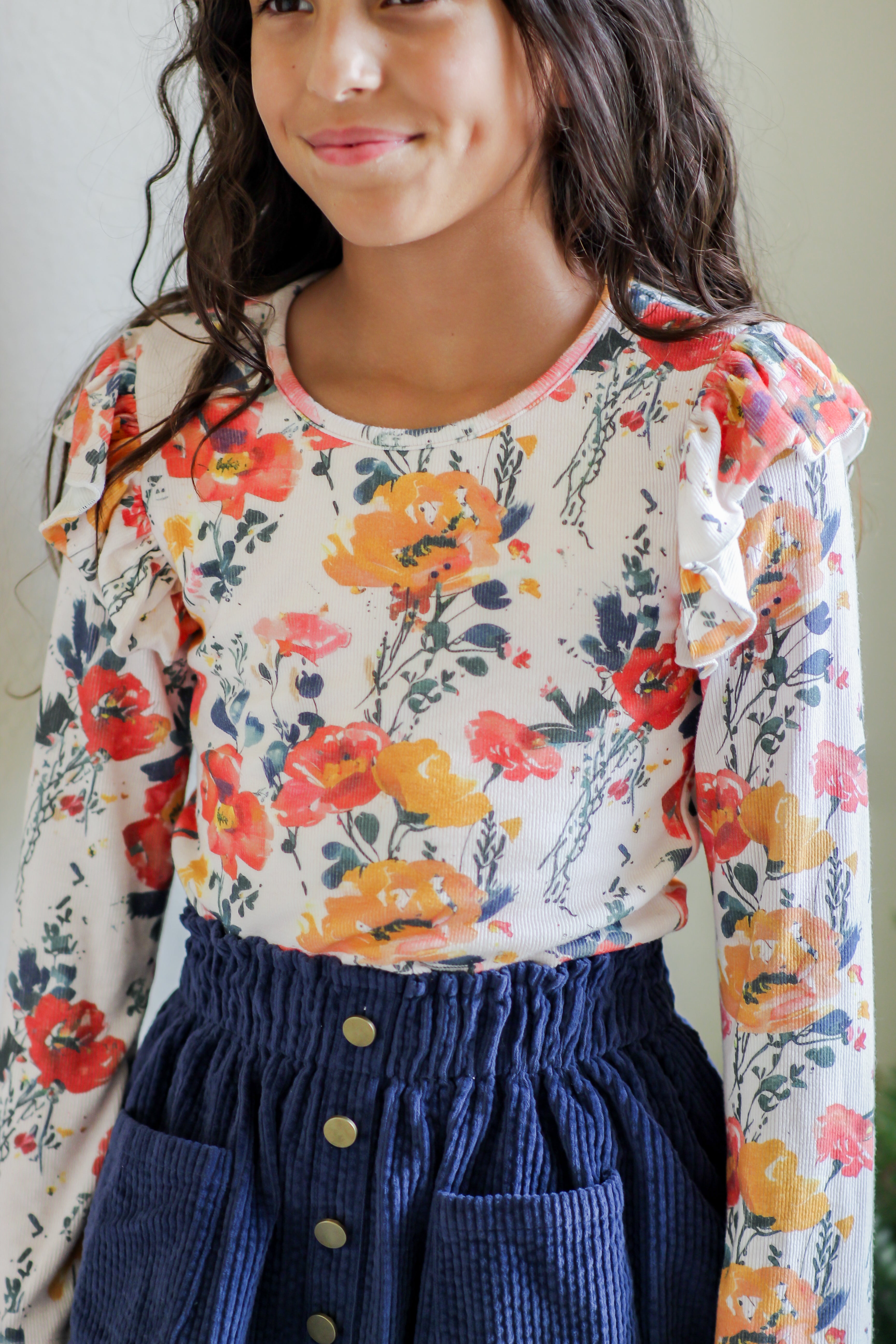 Ribbed Ruffle Top - Ink & Aura