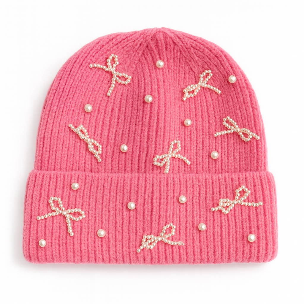 Pearl Bow Beanie