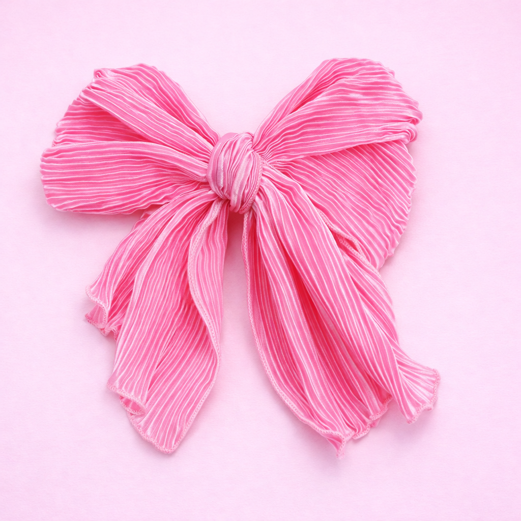 Pink | Plisse Statement Bow