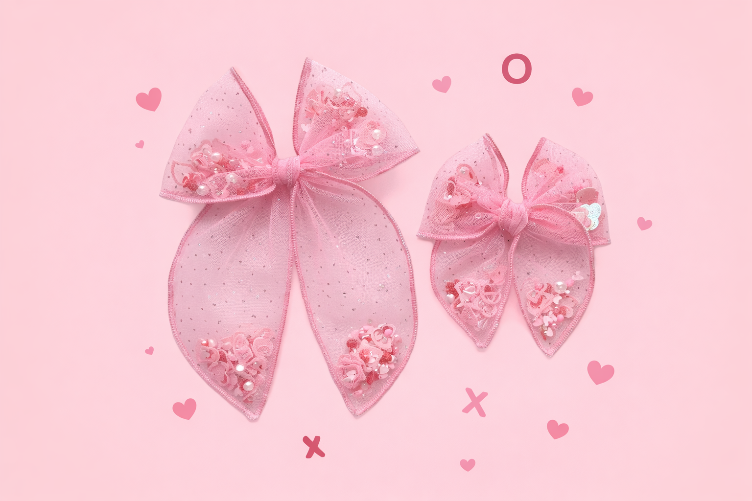 Mesh Shaker Bow - Pink Sprinkles