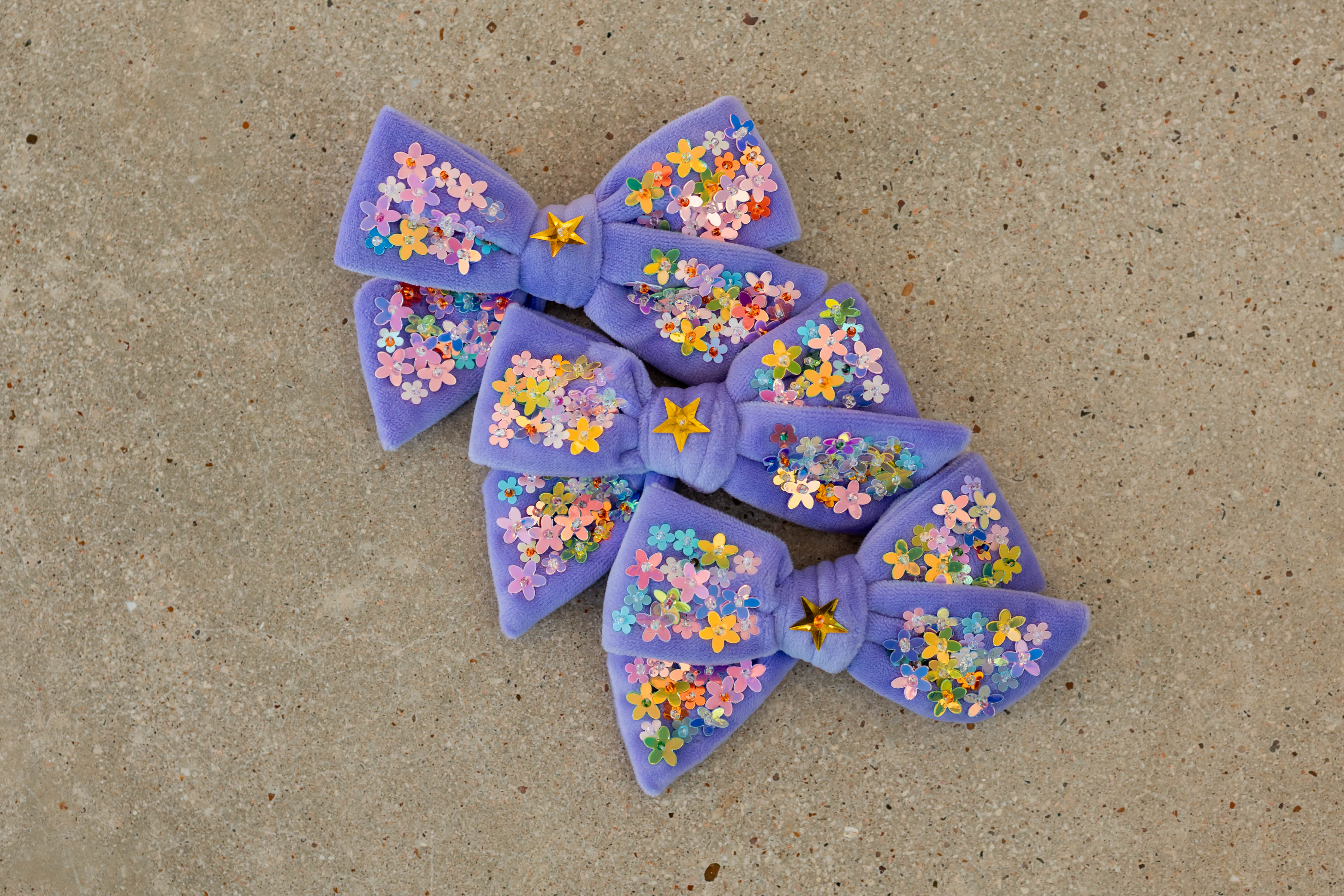 Velvet Sparkle Hair Bow - Floral Frenzy (Multiple Colors)