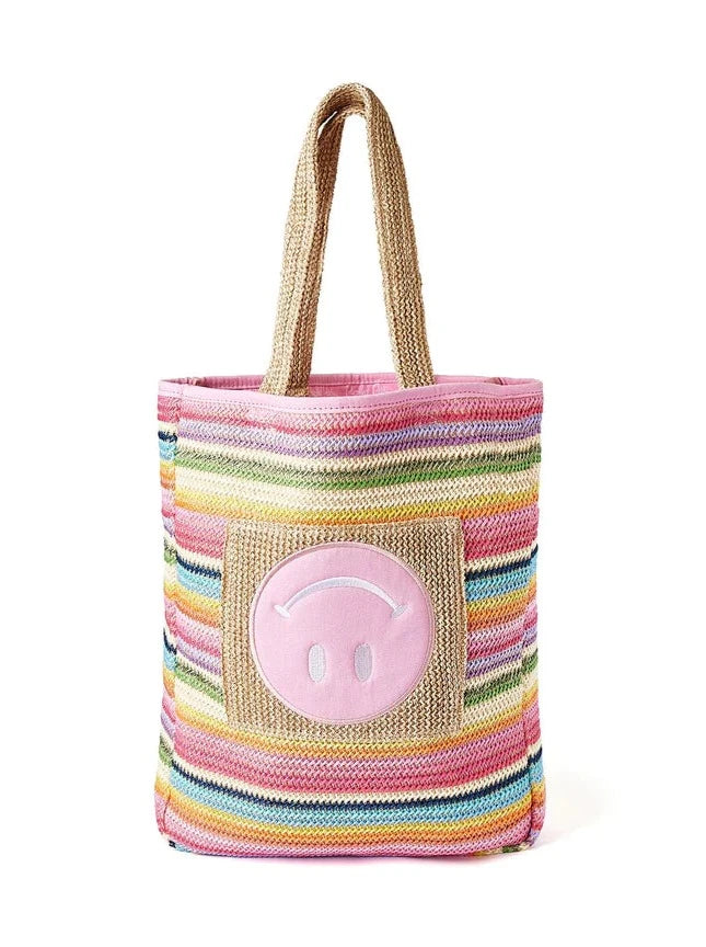 Smiley Woven Rainbow Tote