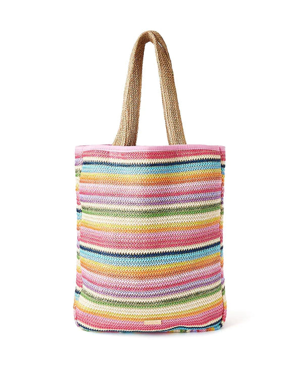 Smiley Woven Rainbow Tote