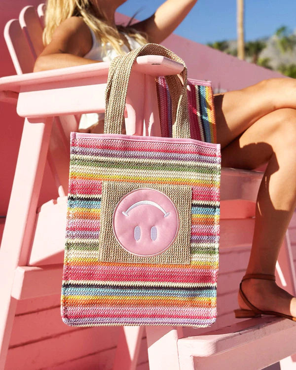 Smiley Woven Rainbow Tote