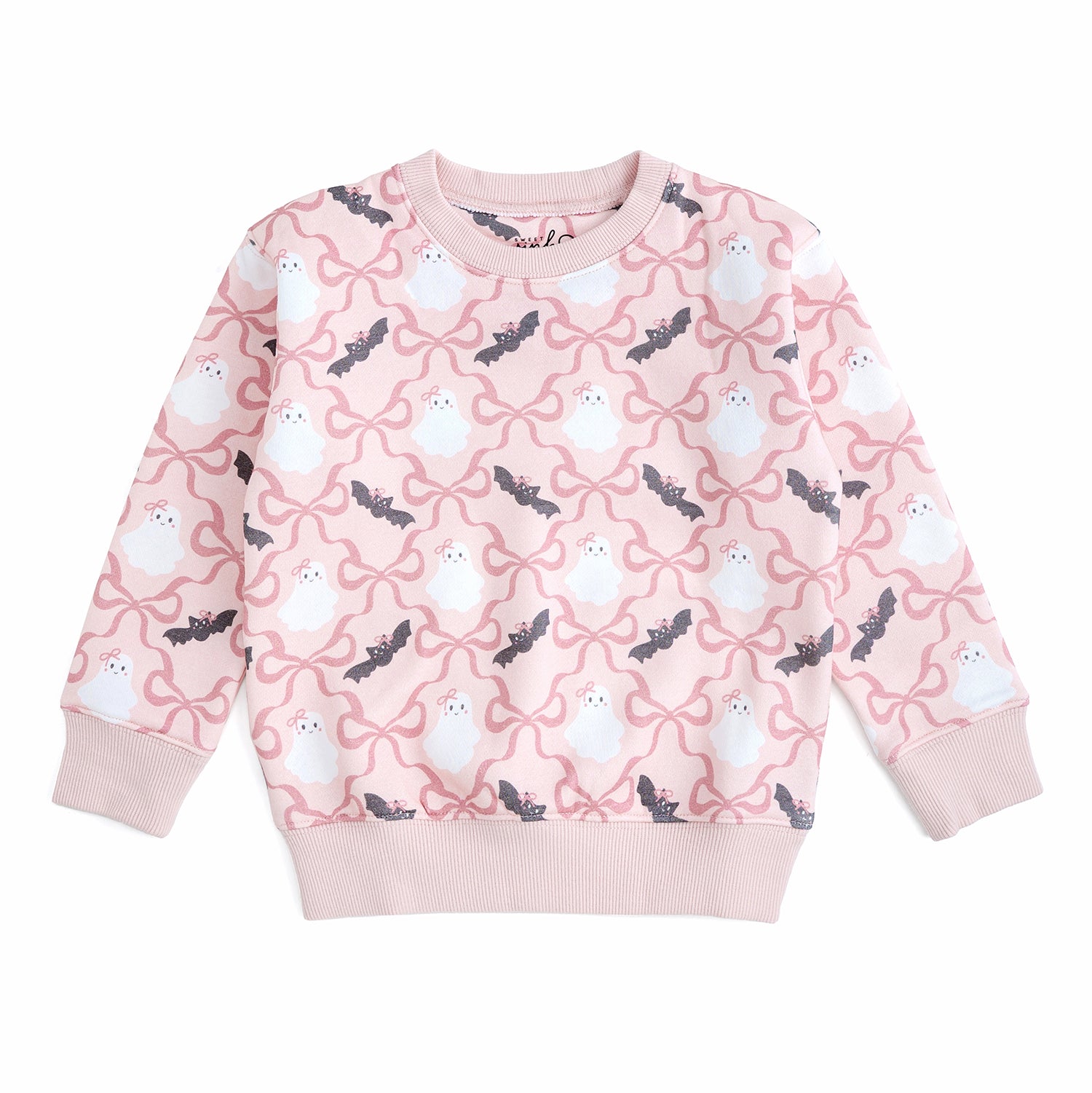 Sweet Wink Sweatshirt - Bat And Ghost Trellis