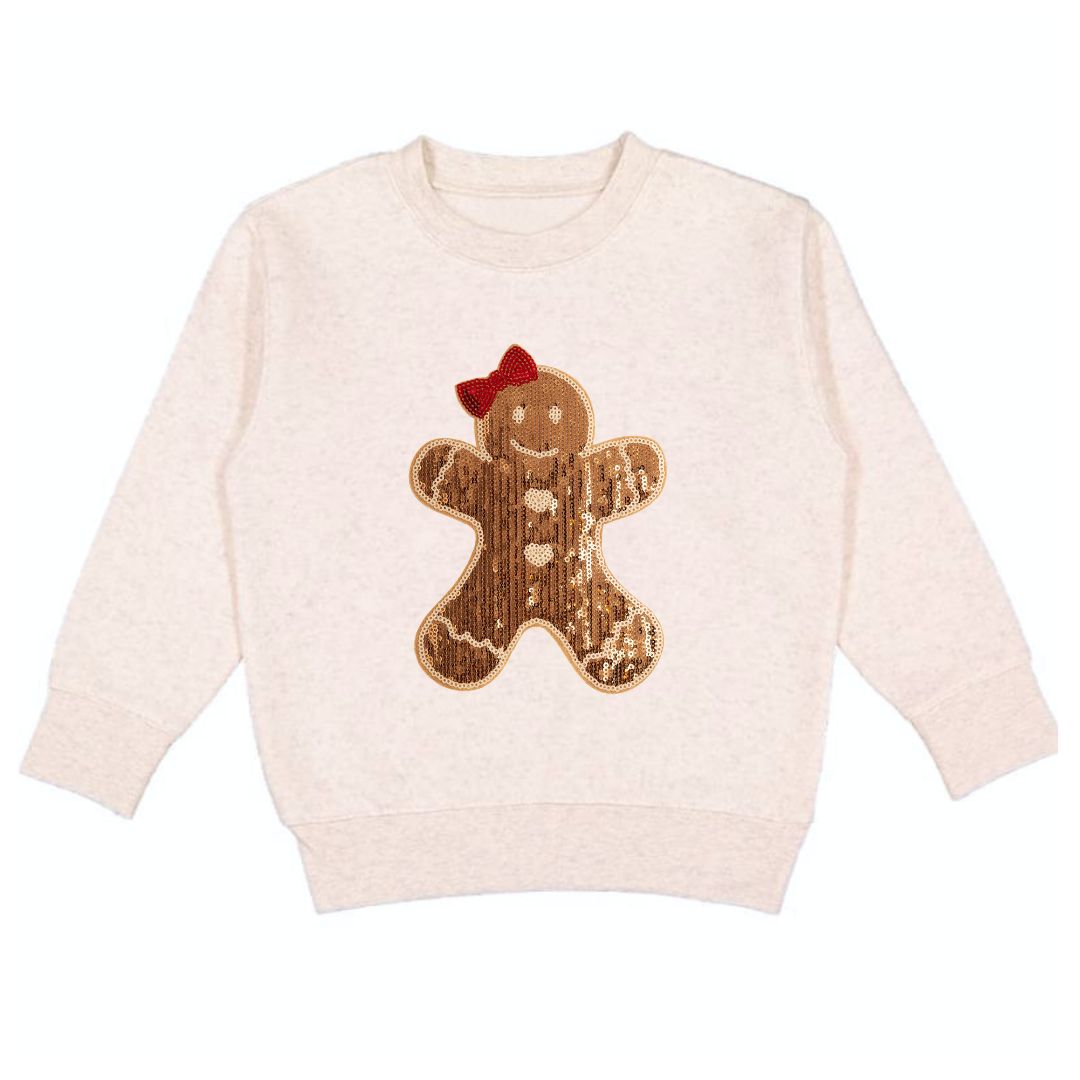 Sweet Wink Sweatshirt - Gingerbread Sequin Patch Christmas