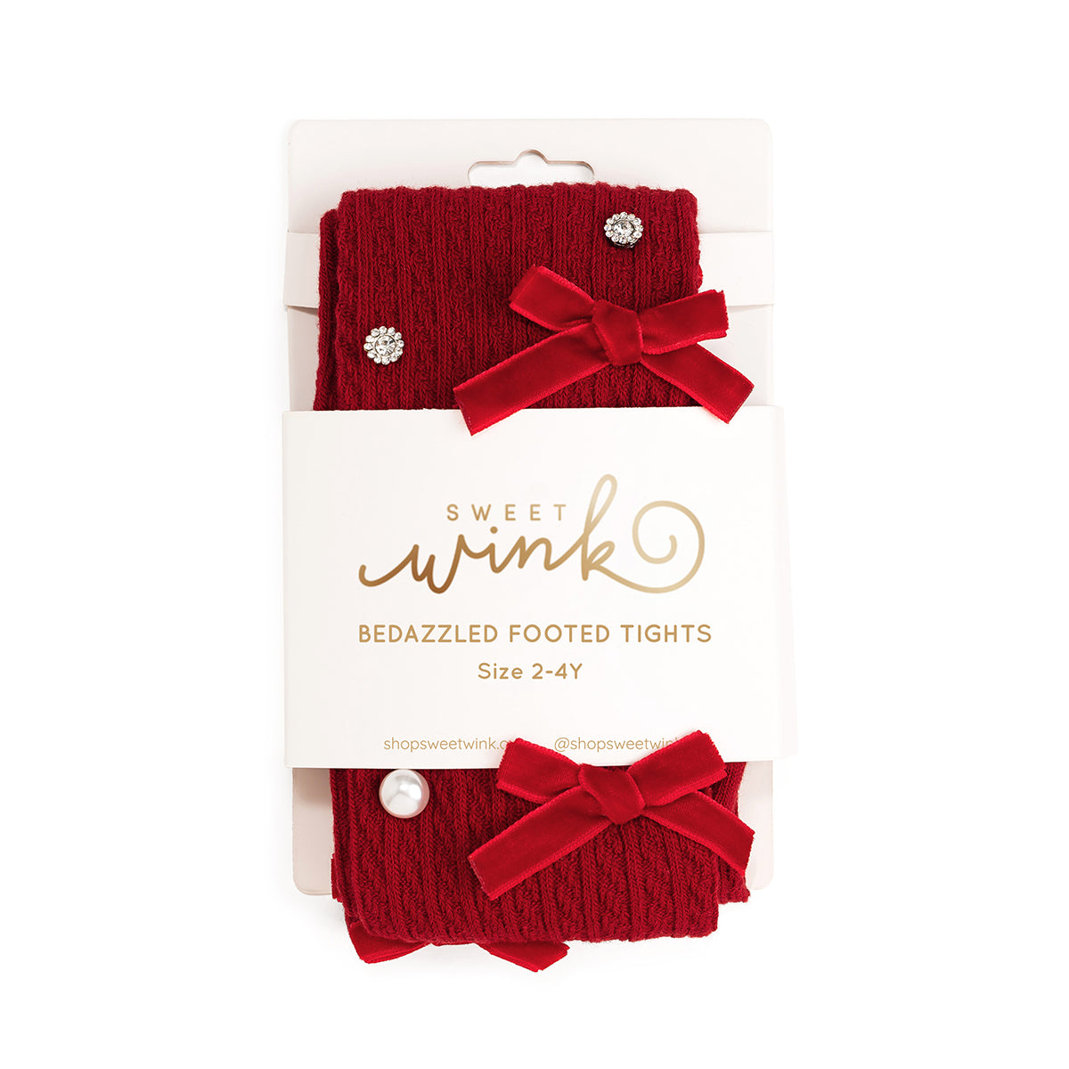 Sweet Wink Tights - Ruby Red Bedazzled