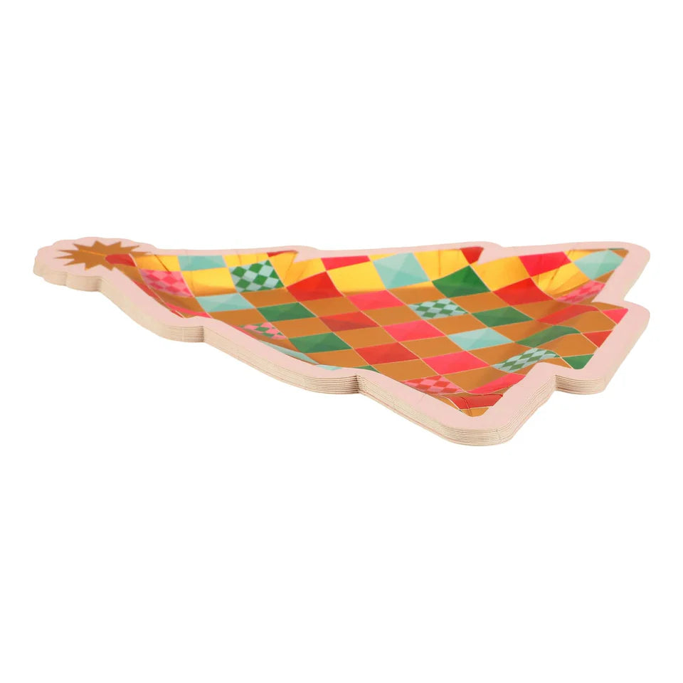 Packed Party - Gold Christmas Tree Dessert Plates - 10 PK