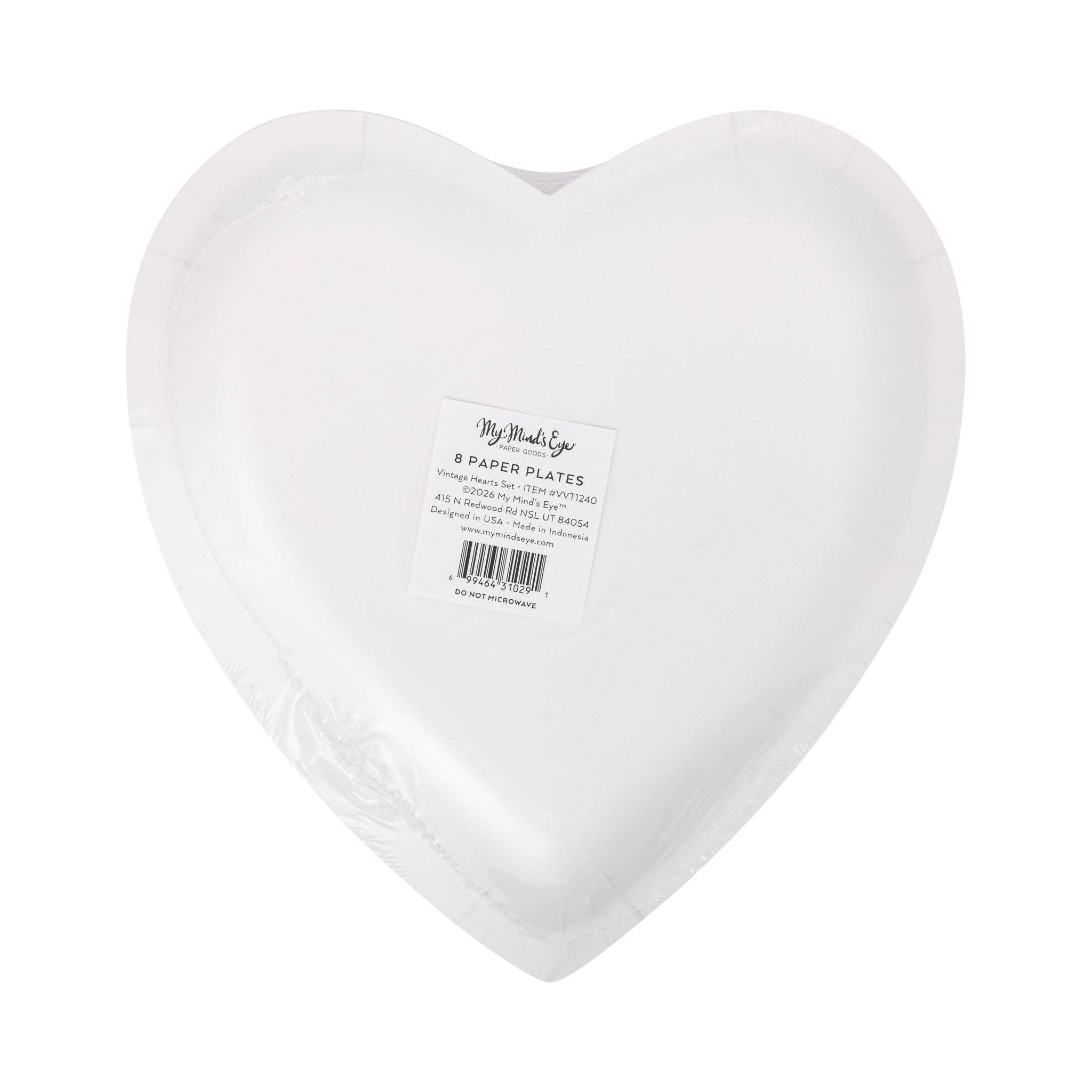 Vintage Heart Shaped Plate Set - 8 PK