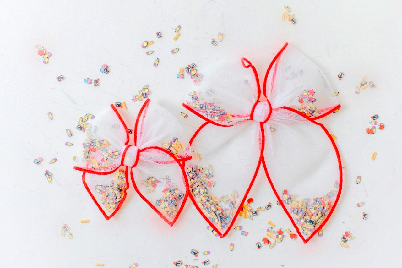 Mesh Shaker Hair Bow - School Rules