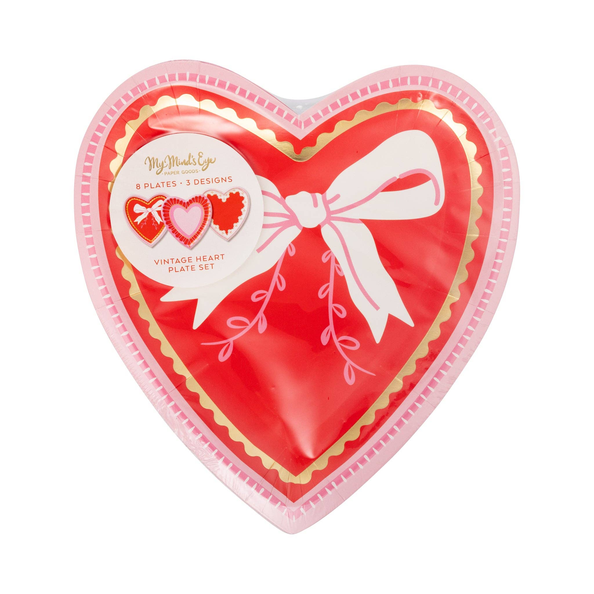 Vintage Heart Shaped Plate Set - 8 PK