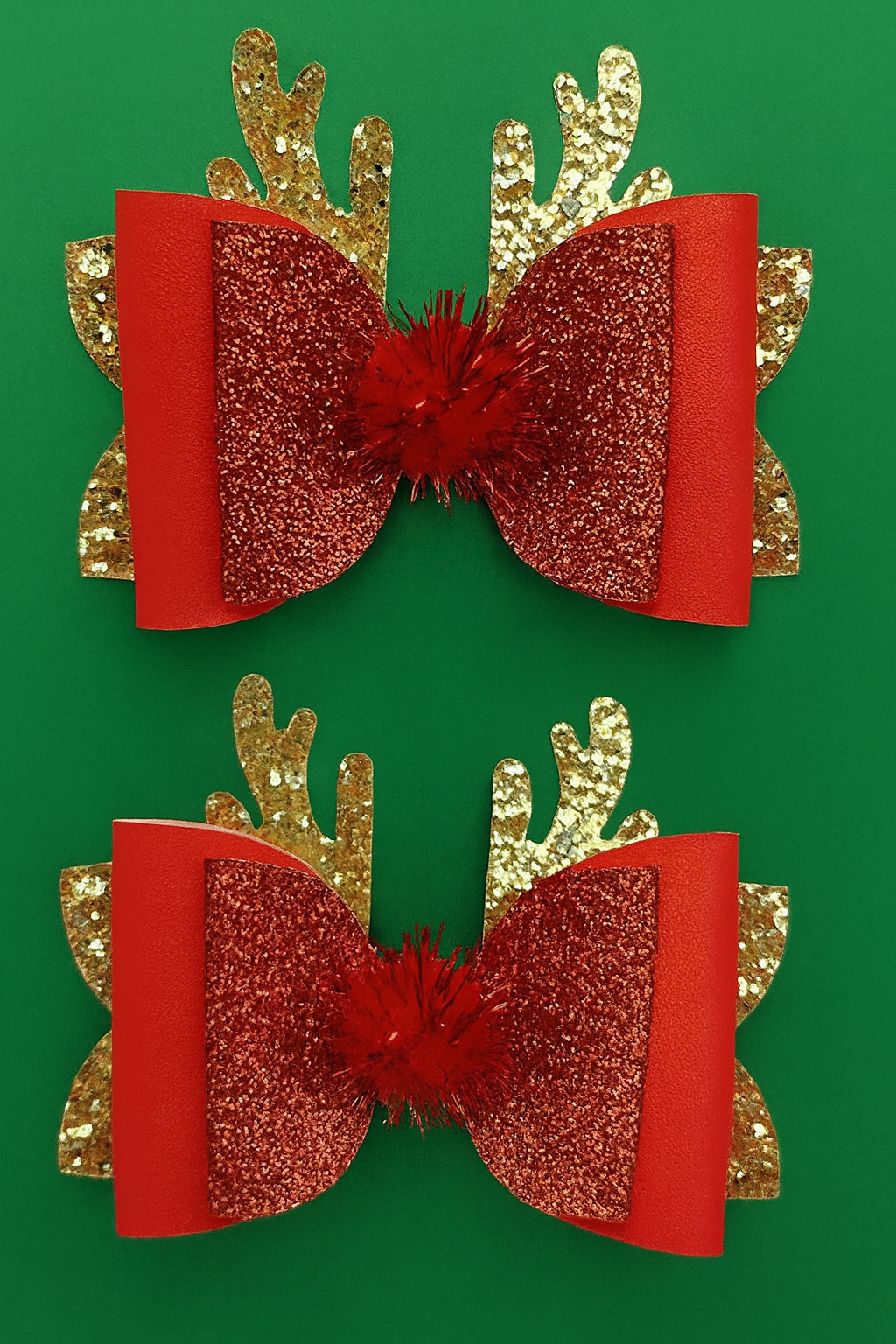 Red-Nose Sparkle Hair Bow Set