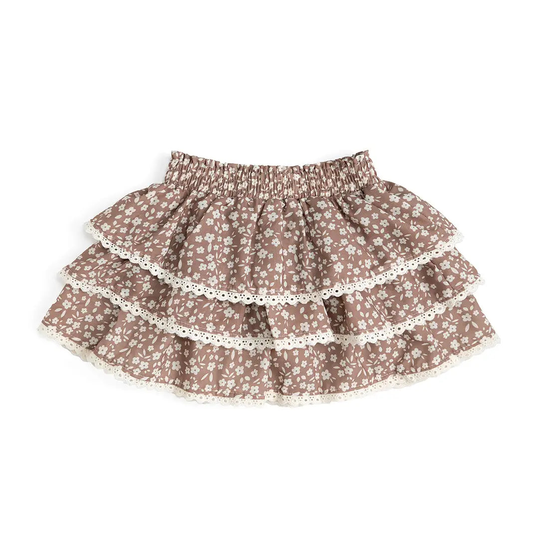 Sweet Wink Mocha Floral Skort