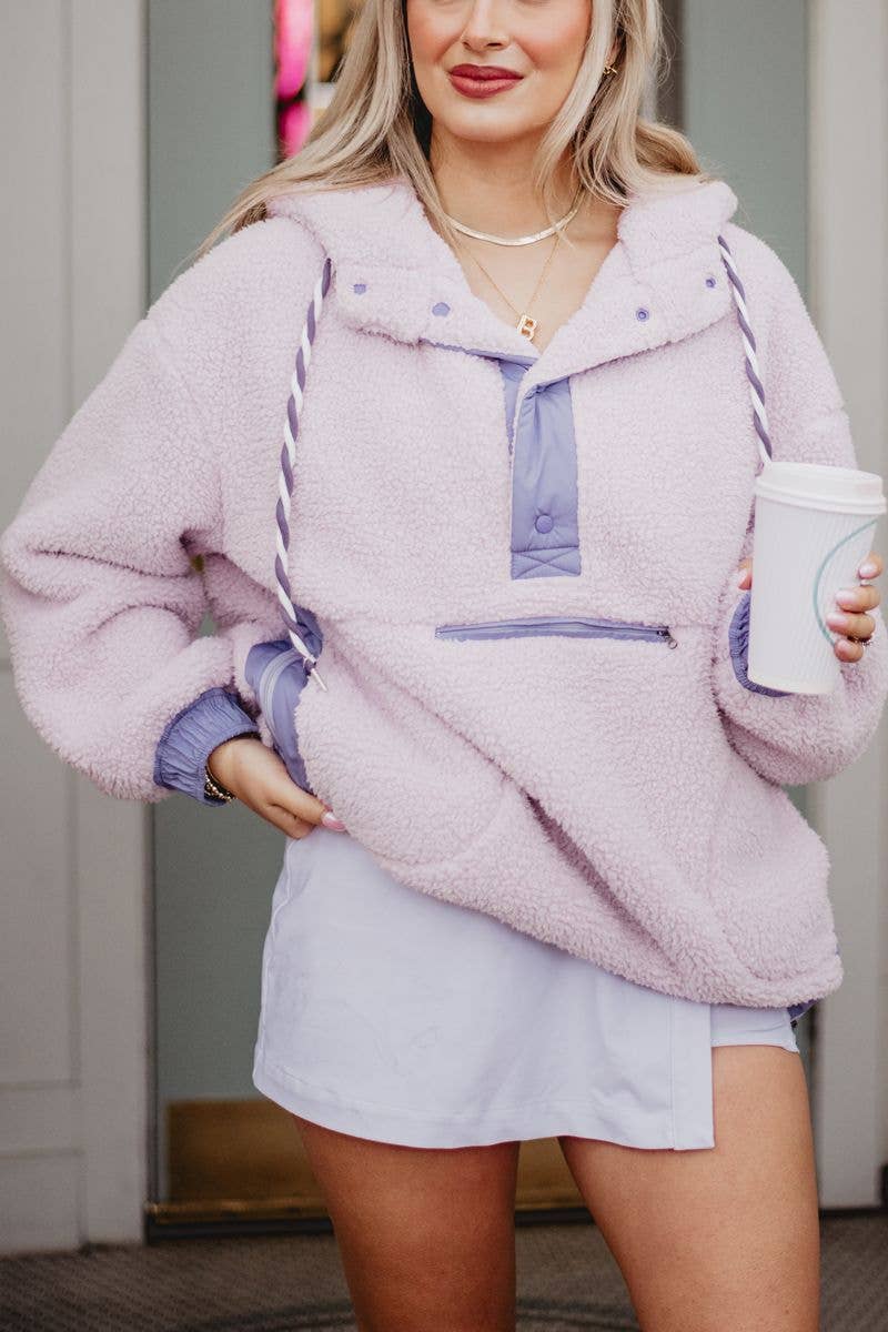 Light Purple Wholesale Two-Toned Sherpa Pullover: Light Purple / S