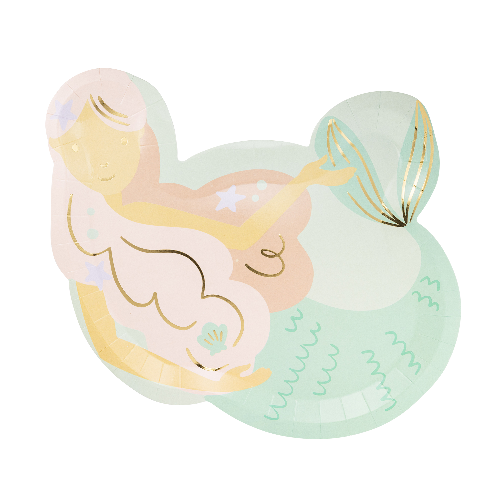 Mermaid Shaped Paper Plate - 8 PK