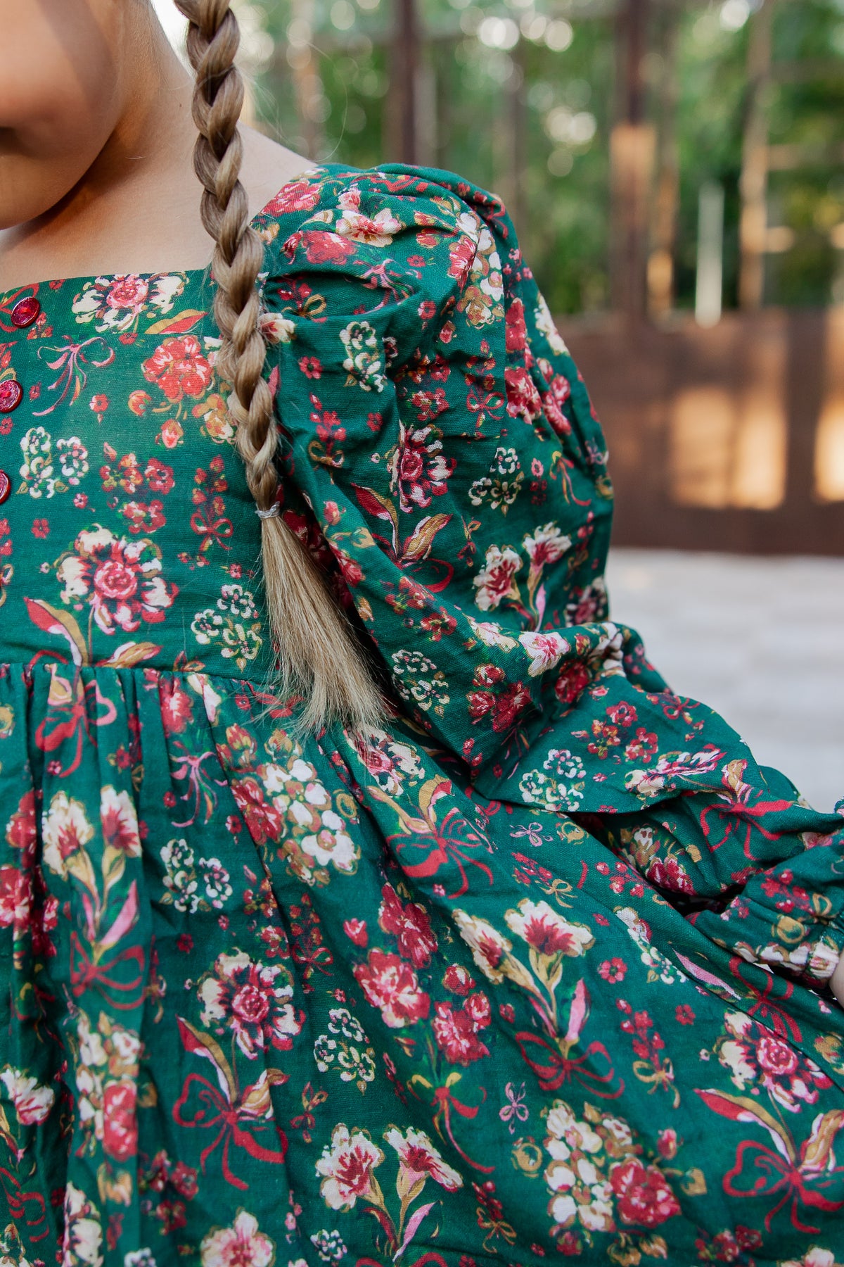 Puff Sleeve Gauze Dress - Mistletoe Manor (Pre-Order ships end of October)