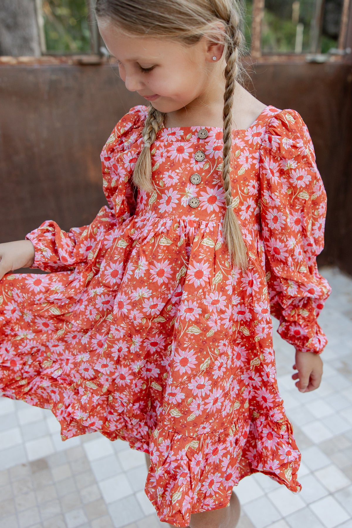 Puff Sleeve Gauze Dress - Cherry Fizz (Pre-Order)