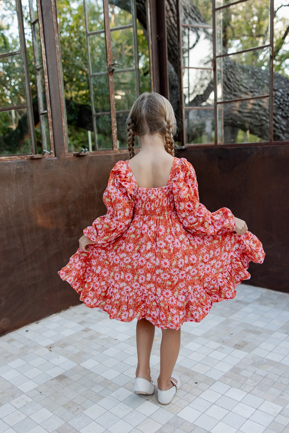 Puff Sleeve Gauze Dress - Cherry Fizz
